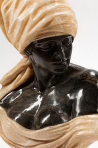 A Pair of Italian Marble and Onyx Busts