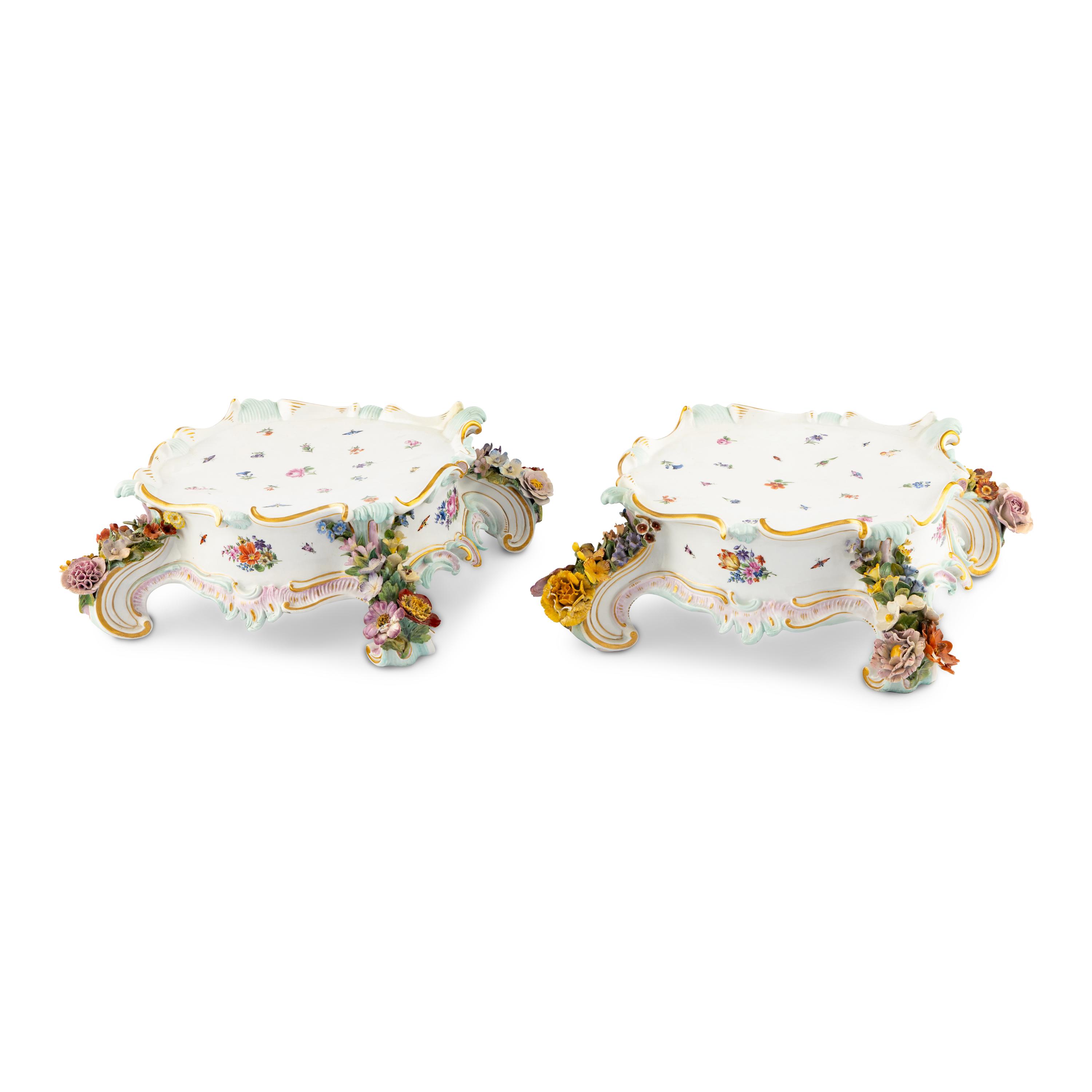 A Pair of Meissen Porcelain Stands
