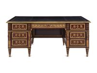 A Louis XVI Style Gilt Bronze Mounted Mahogany Pedestal Desk