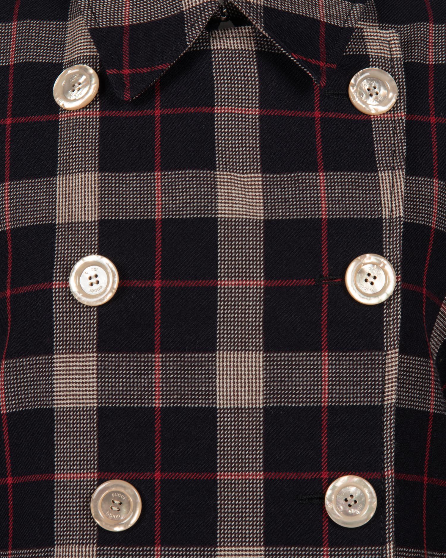 Gucci Wool Plaid Trench Coat