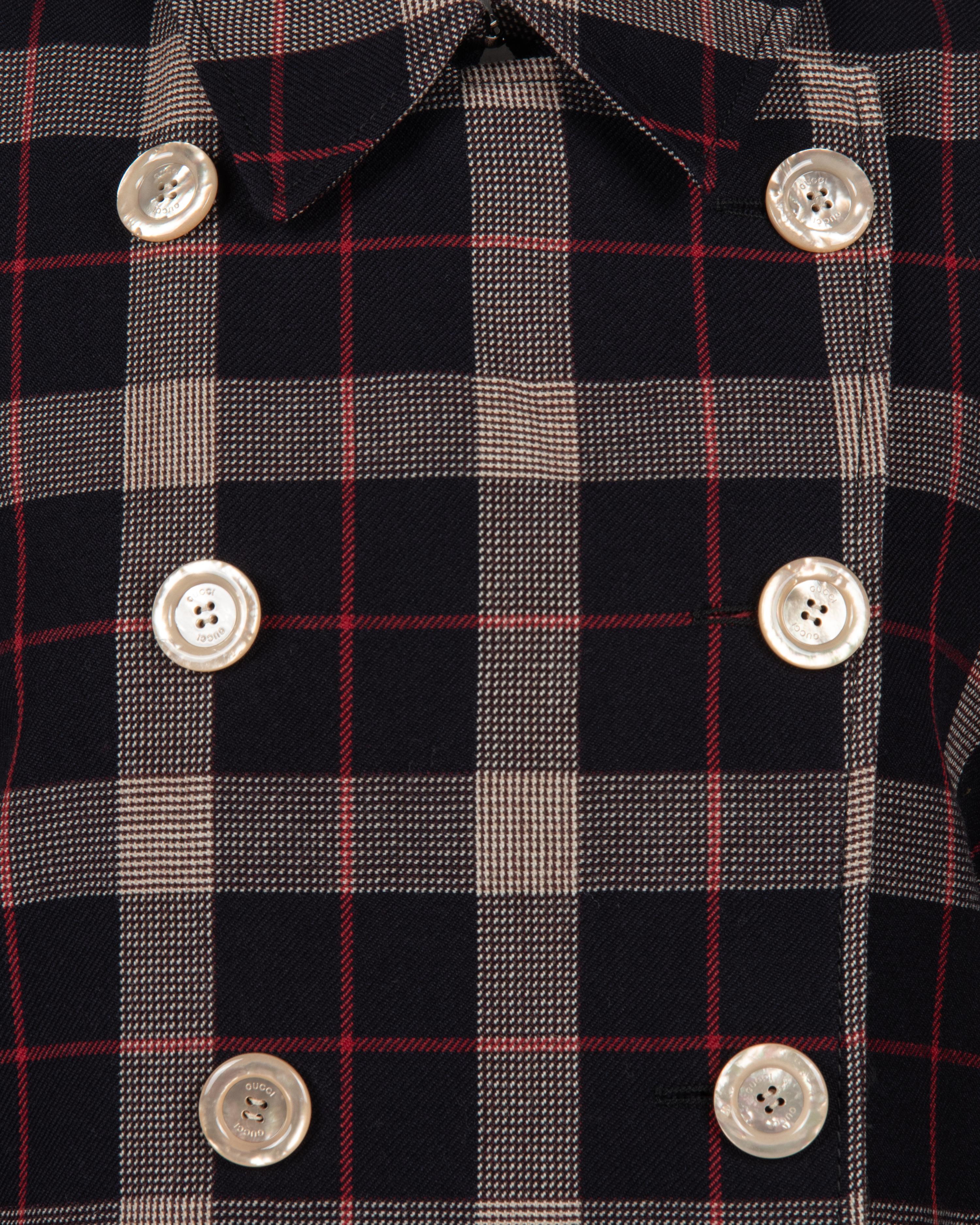 Gucci Wool Plaid Trench Coat