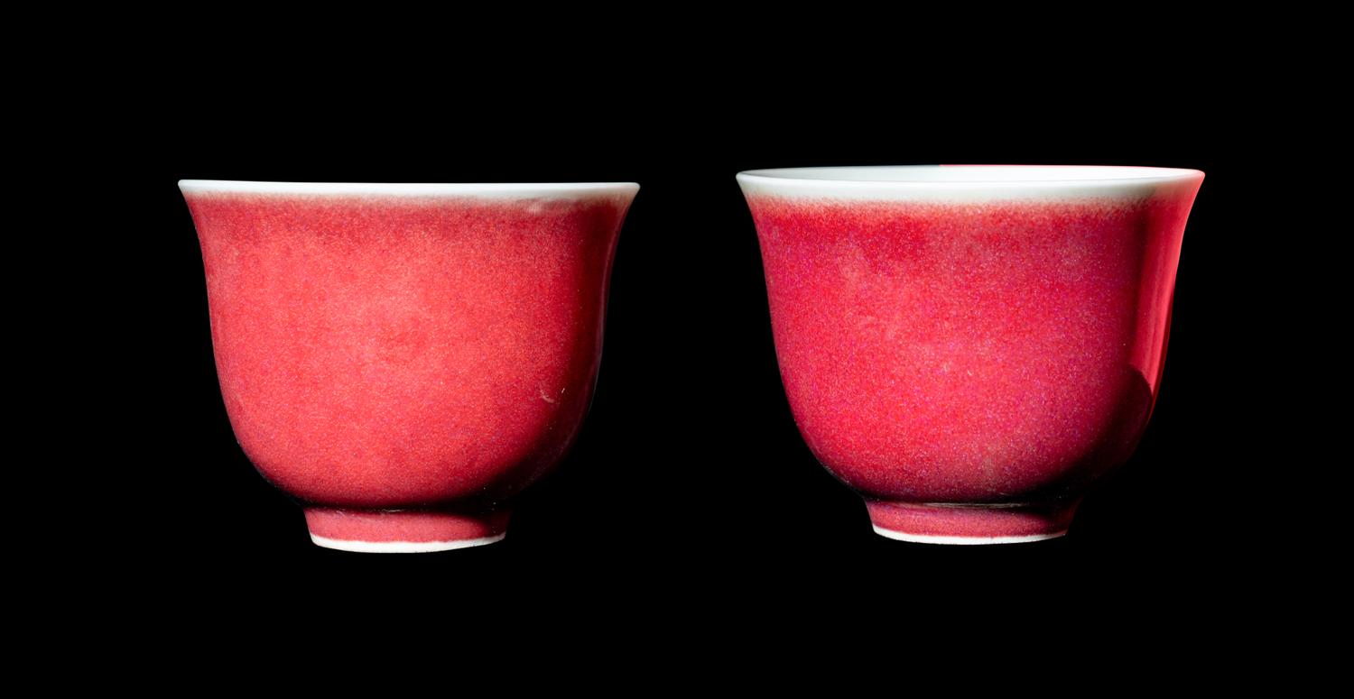 A Pair of Chinese Sang-de-Boeuf Glazed Porcelain Cups