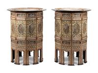 A Pair of Moorish Style Marquetry Decagonal Side Tables