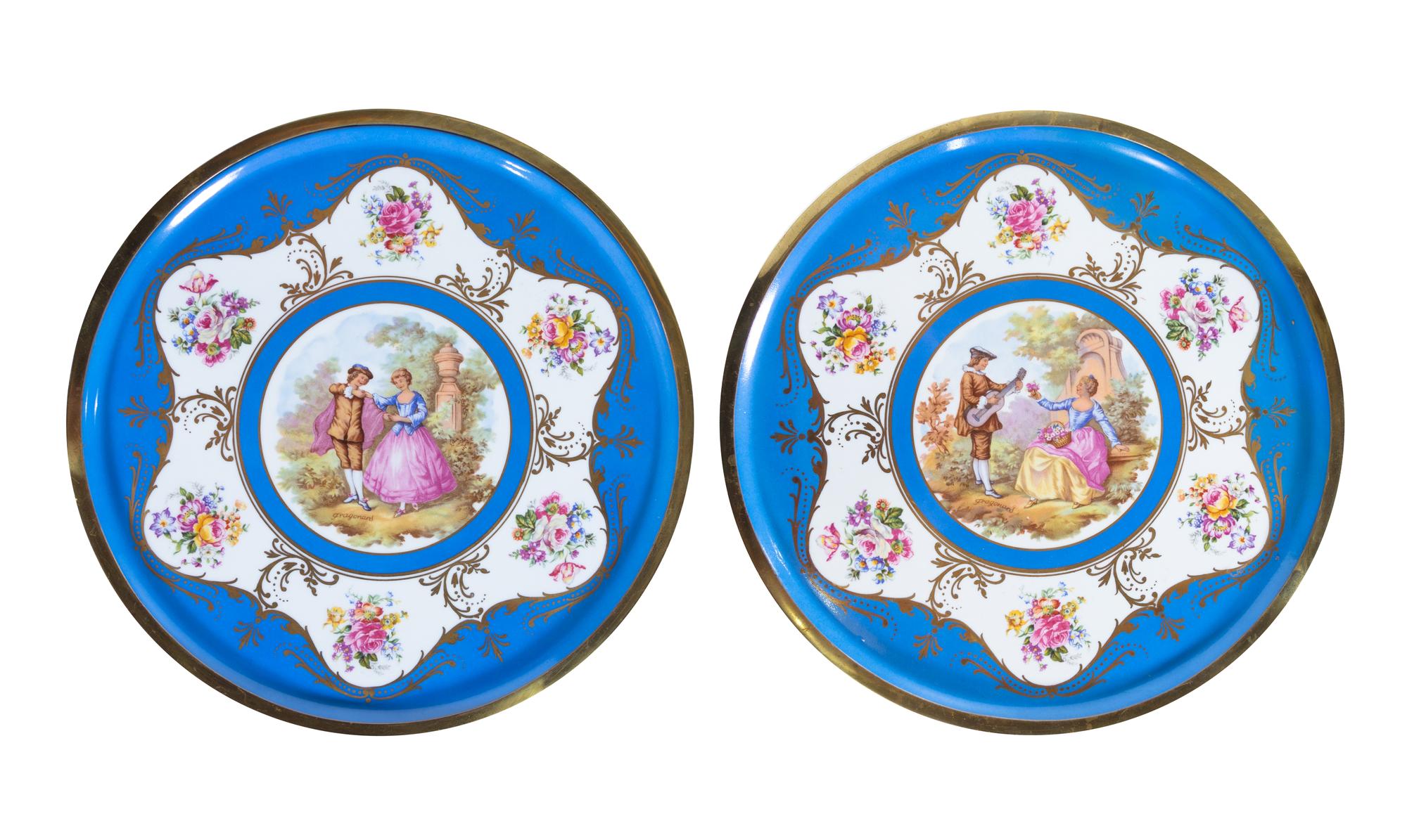 A Pair of Sèvres Style Porcelain Mounted Gilt Metal Guéridons
