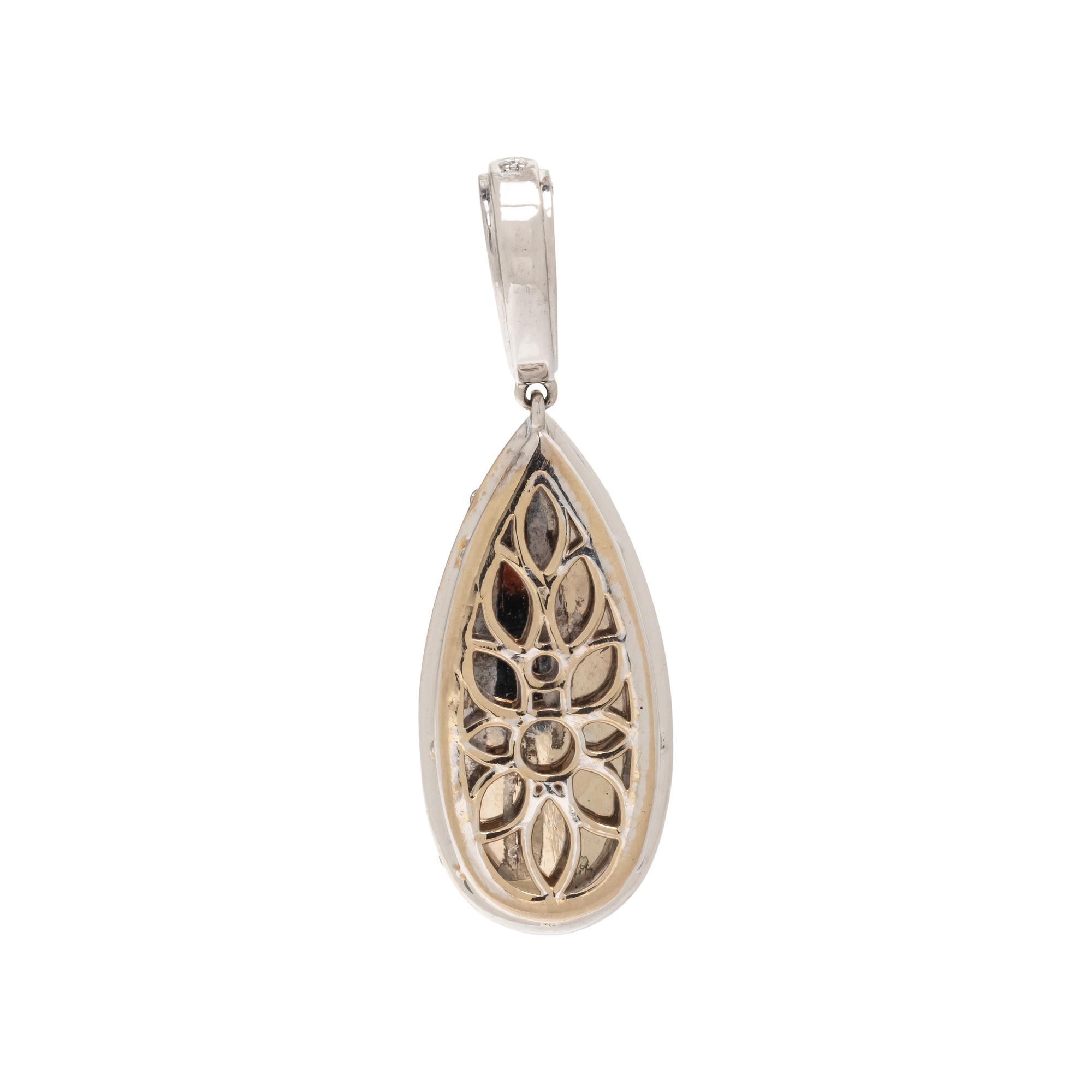 WHITE GOLD, OPAL, AND DIAMOND PENDANT