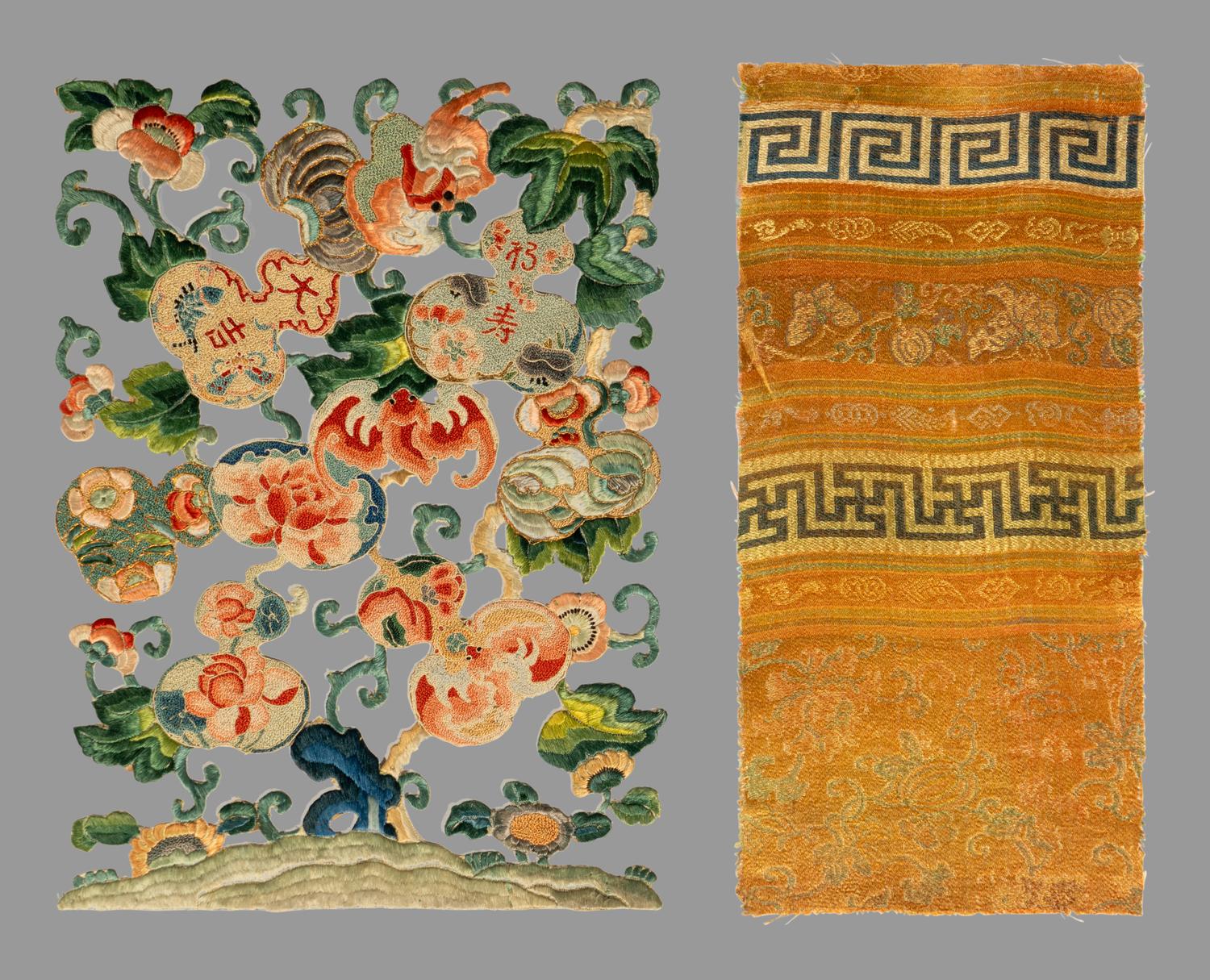 Six Chinese Embroidered Silk Panels