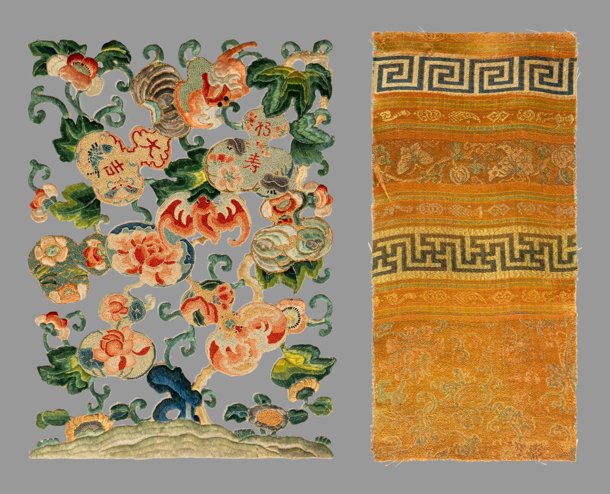 Six Chinese Embroidered Silk Panels