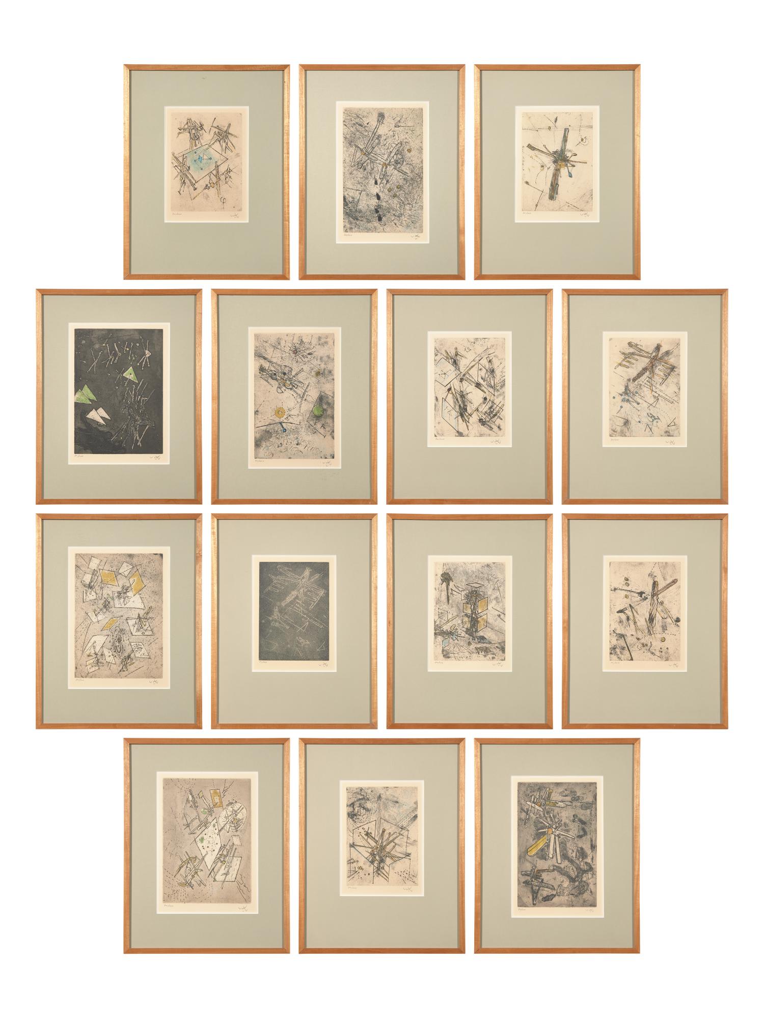 Droites libérées (a group of 14 prints); printed 1971