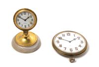 Two American Gilt Metal Desk Clocks Diameter of largest 3 3/4 inches. — TIFFANY & CO.