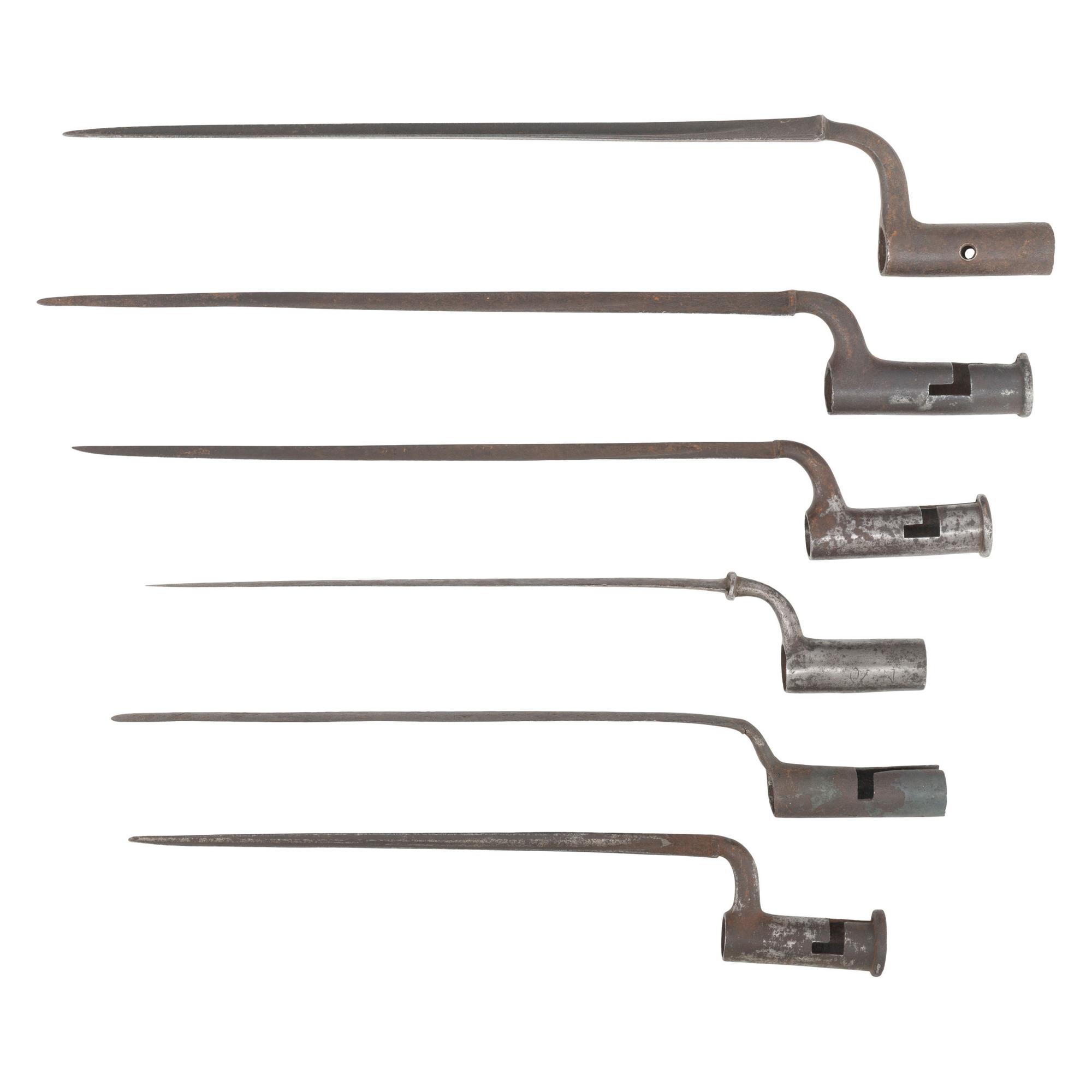 Group of 6 Early Socket Bayonets, Mostly English