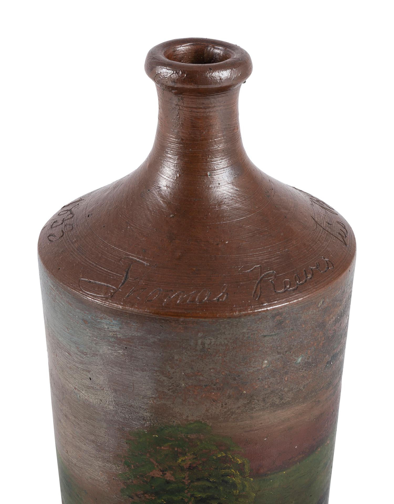 A Paint Decorated Stoneware Bottle