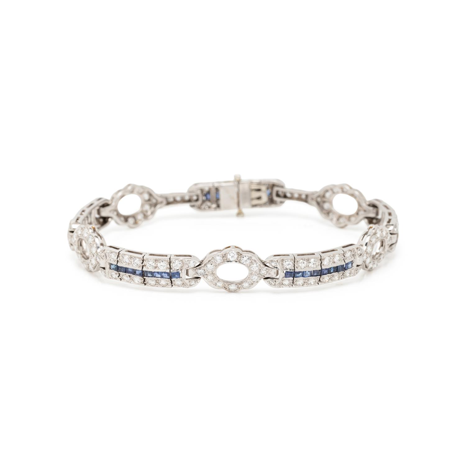 PLATINUM, DIAMOND, AND SAPPHIRE BRACELET