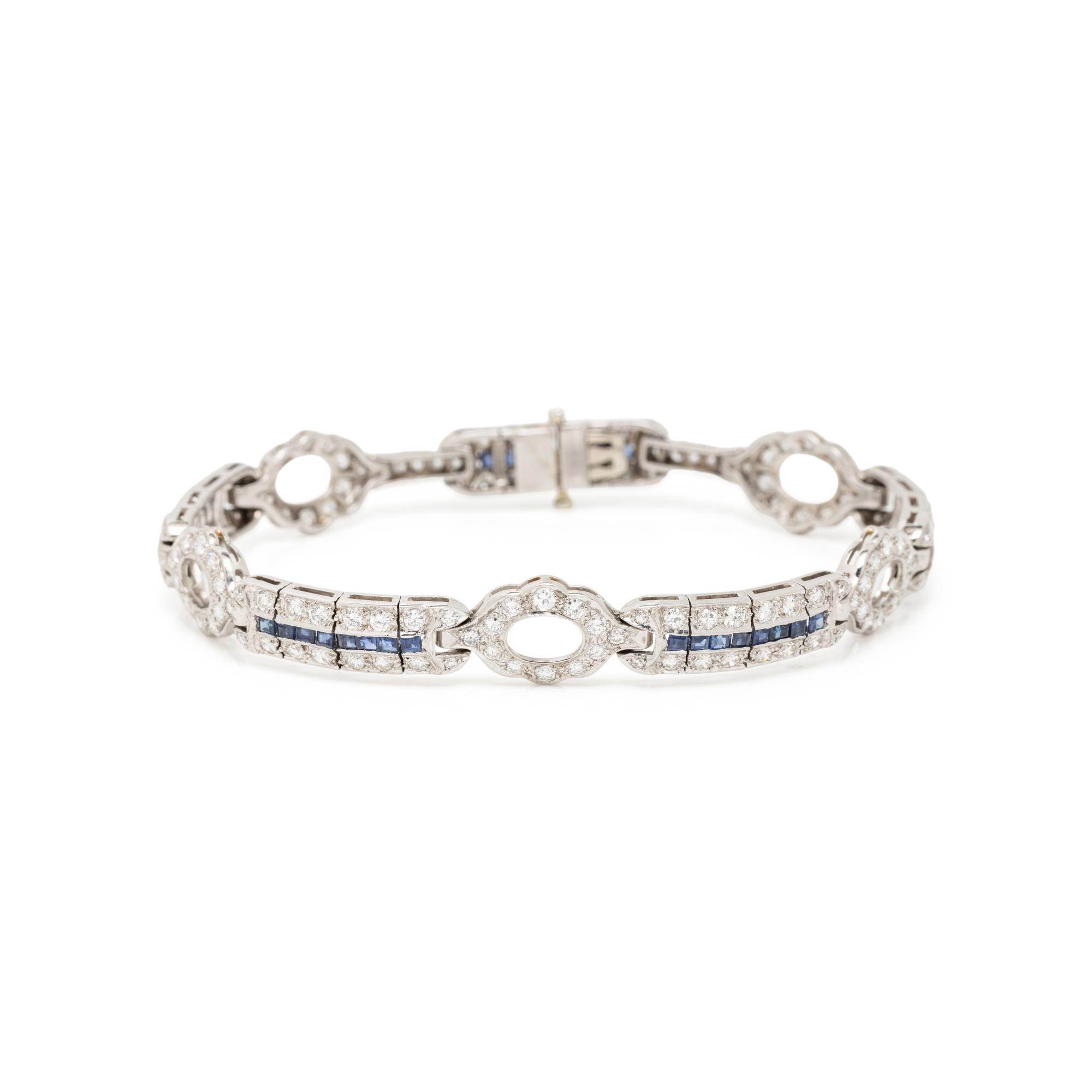PLATINUM, DIAMOND, AND SAPPHIRE BRACELET