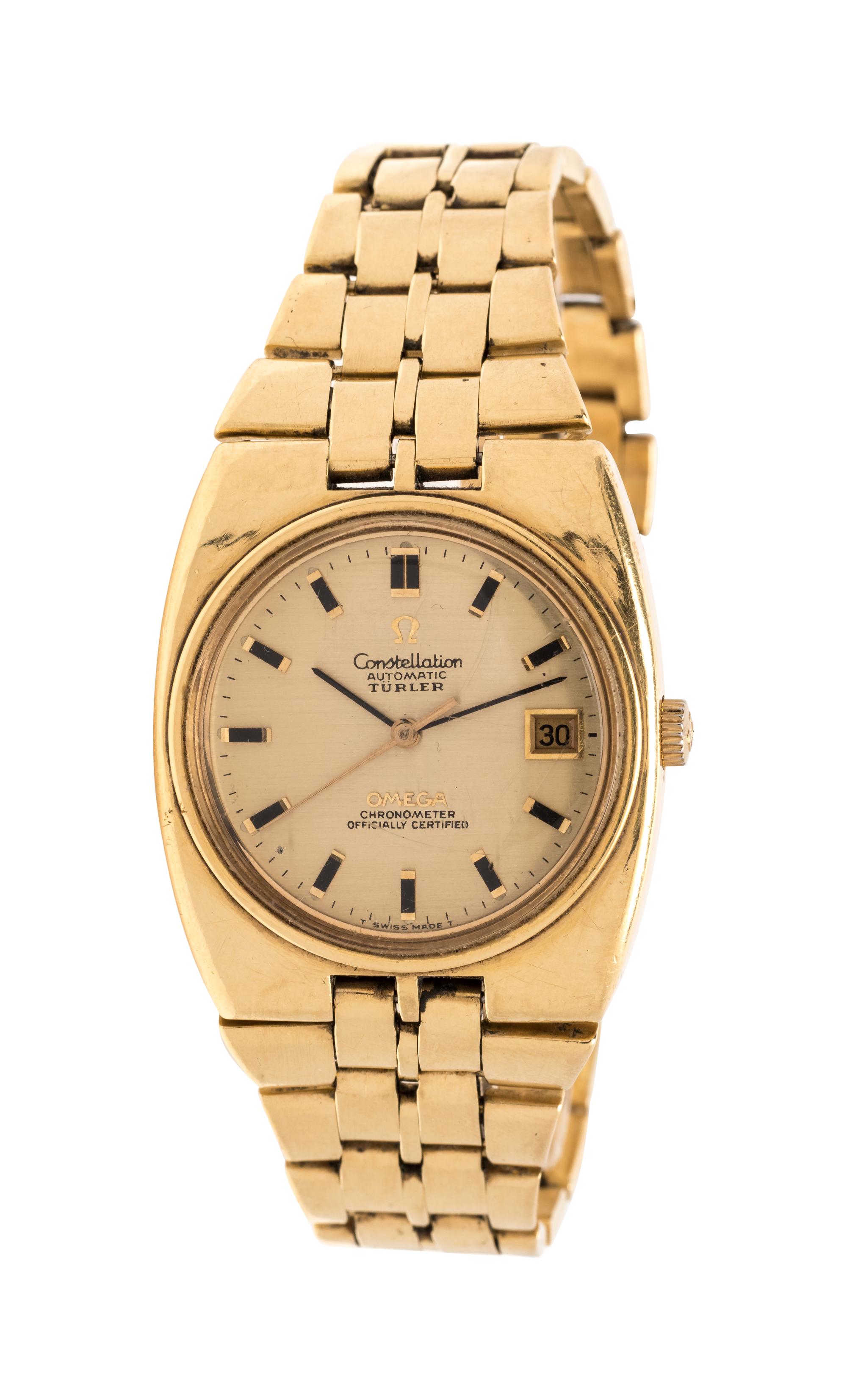 OMEGA, TURLER, 18K YELLOW GOLD 'CONSTELLATION' WRISTWATCH