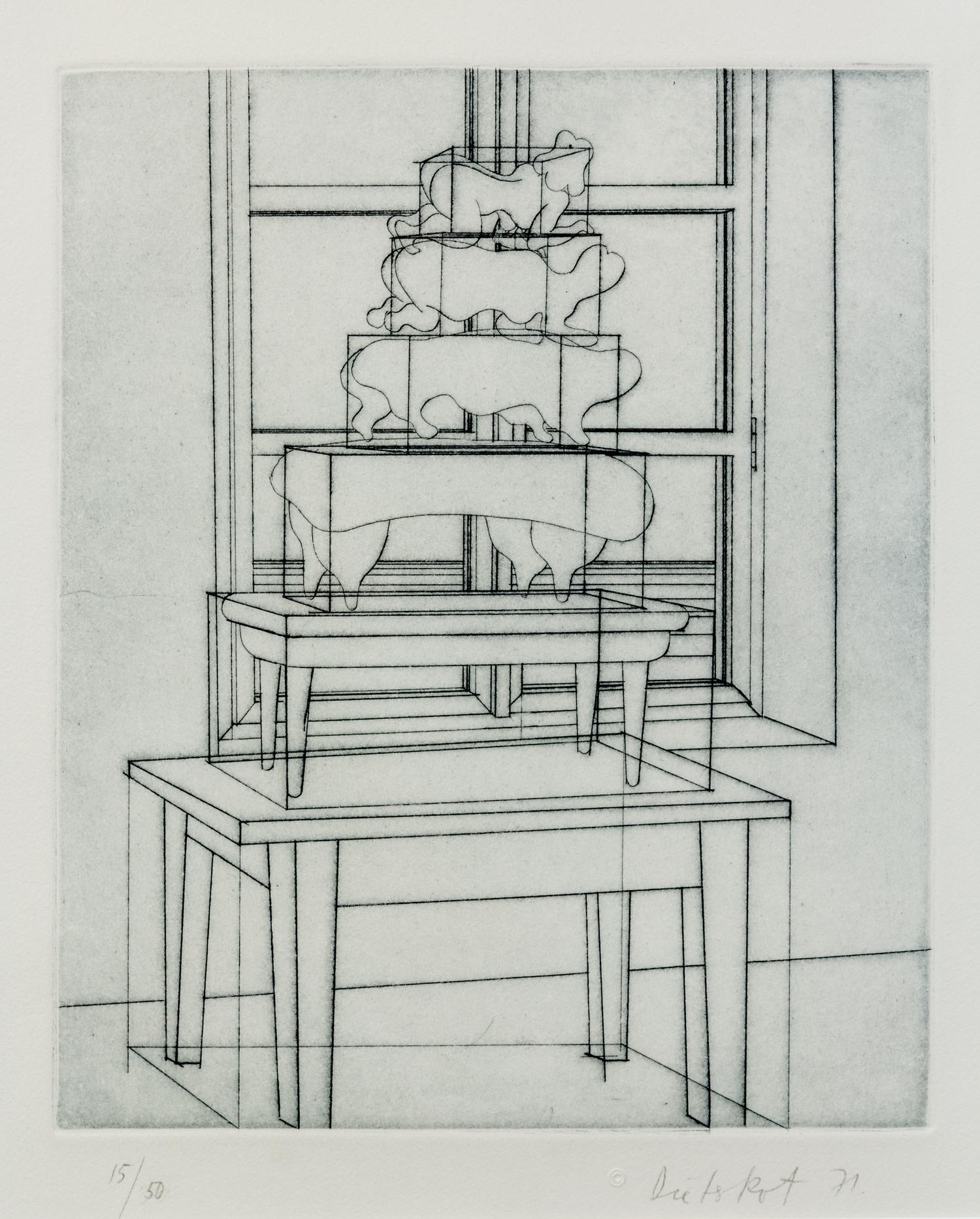 Dieter Roth, (German/Swiss, 1930–1998), Ein weiblicher Gedanke (A Feminine Thought), 1971 (suite of 2)