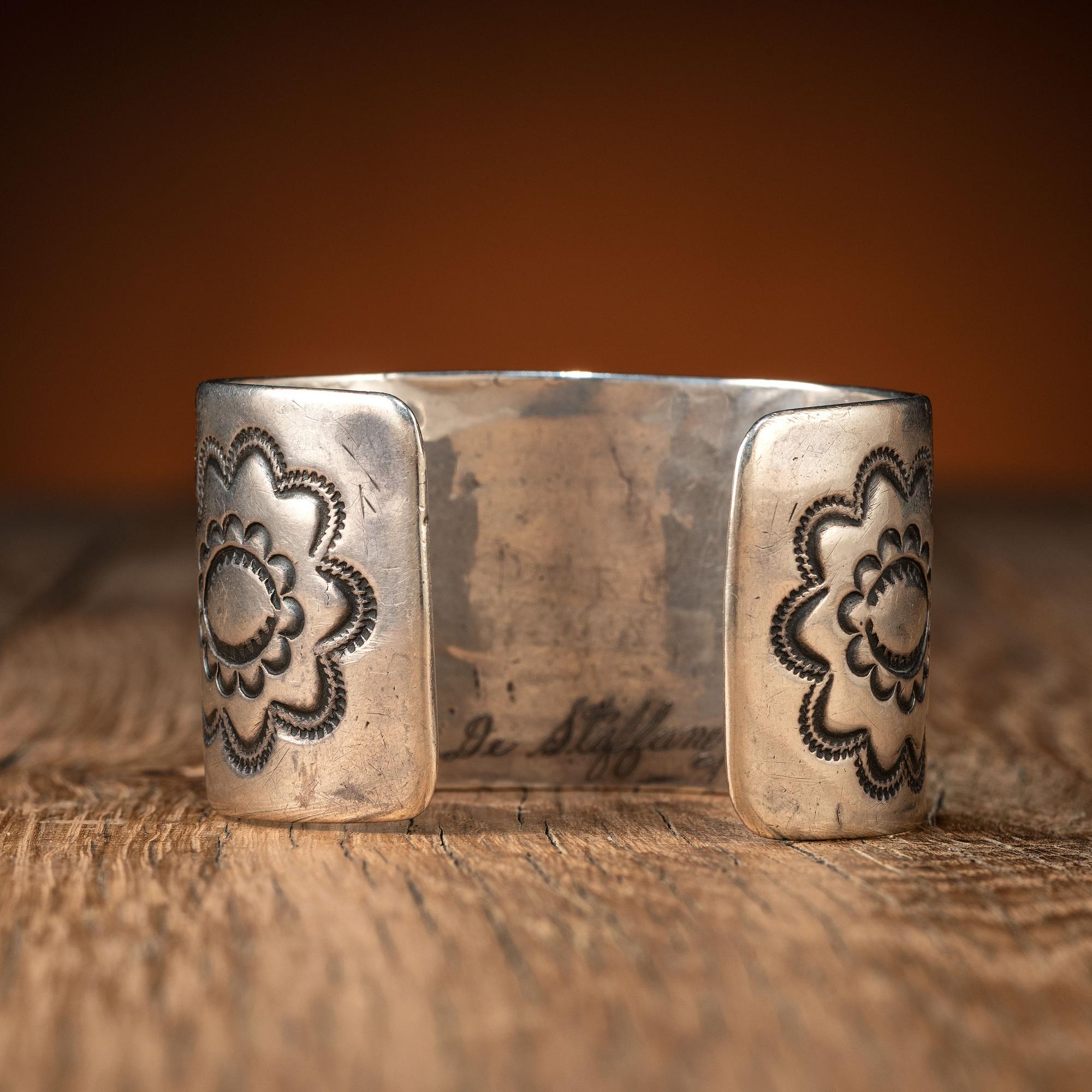 Navajo Stamped Silver Ingot Cuff Bracelet