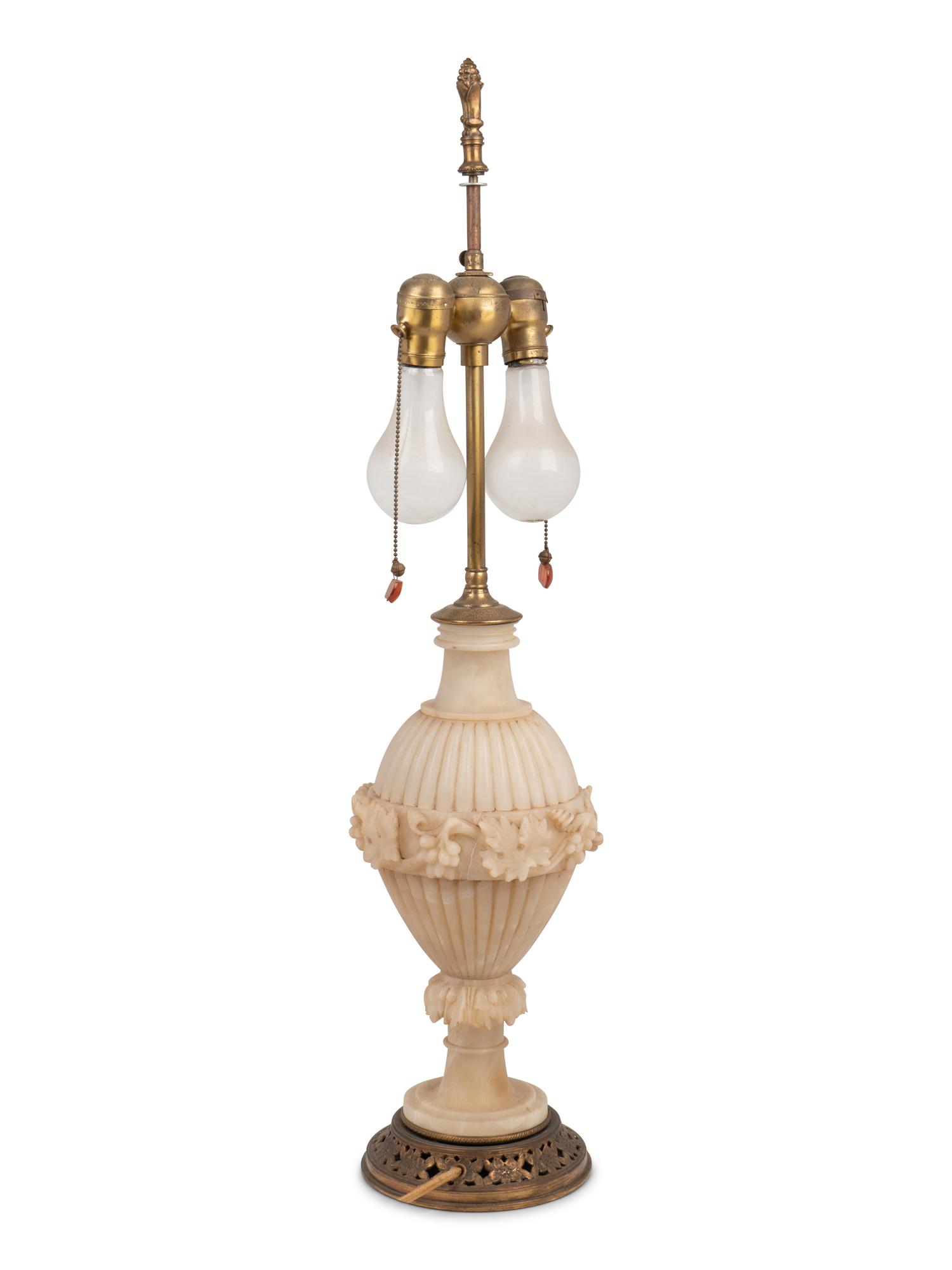An Italian Alabaster Urn Mounted as a Lamp
