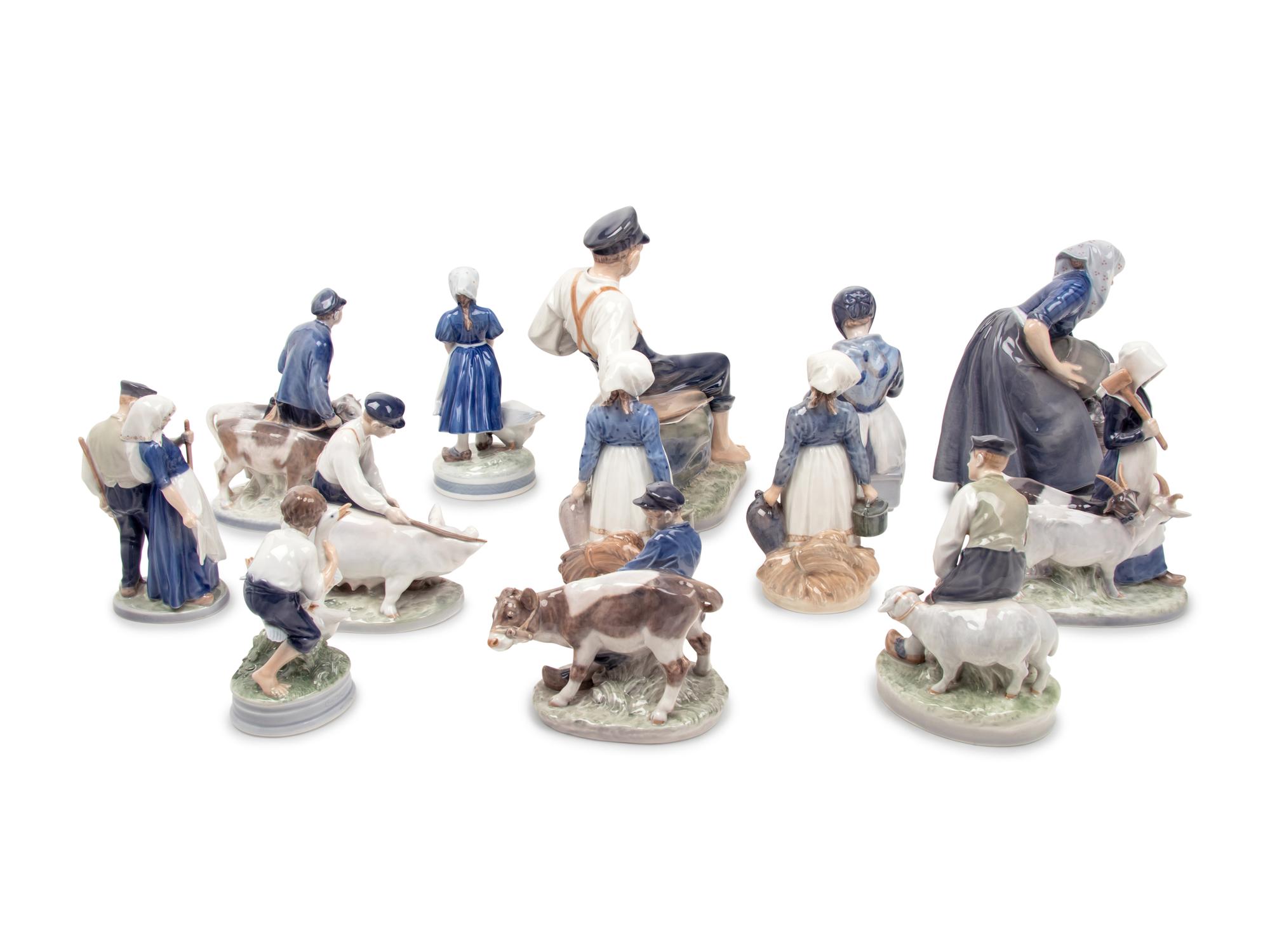 Thirteen Royal Copenhagen Porcelain Figures
