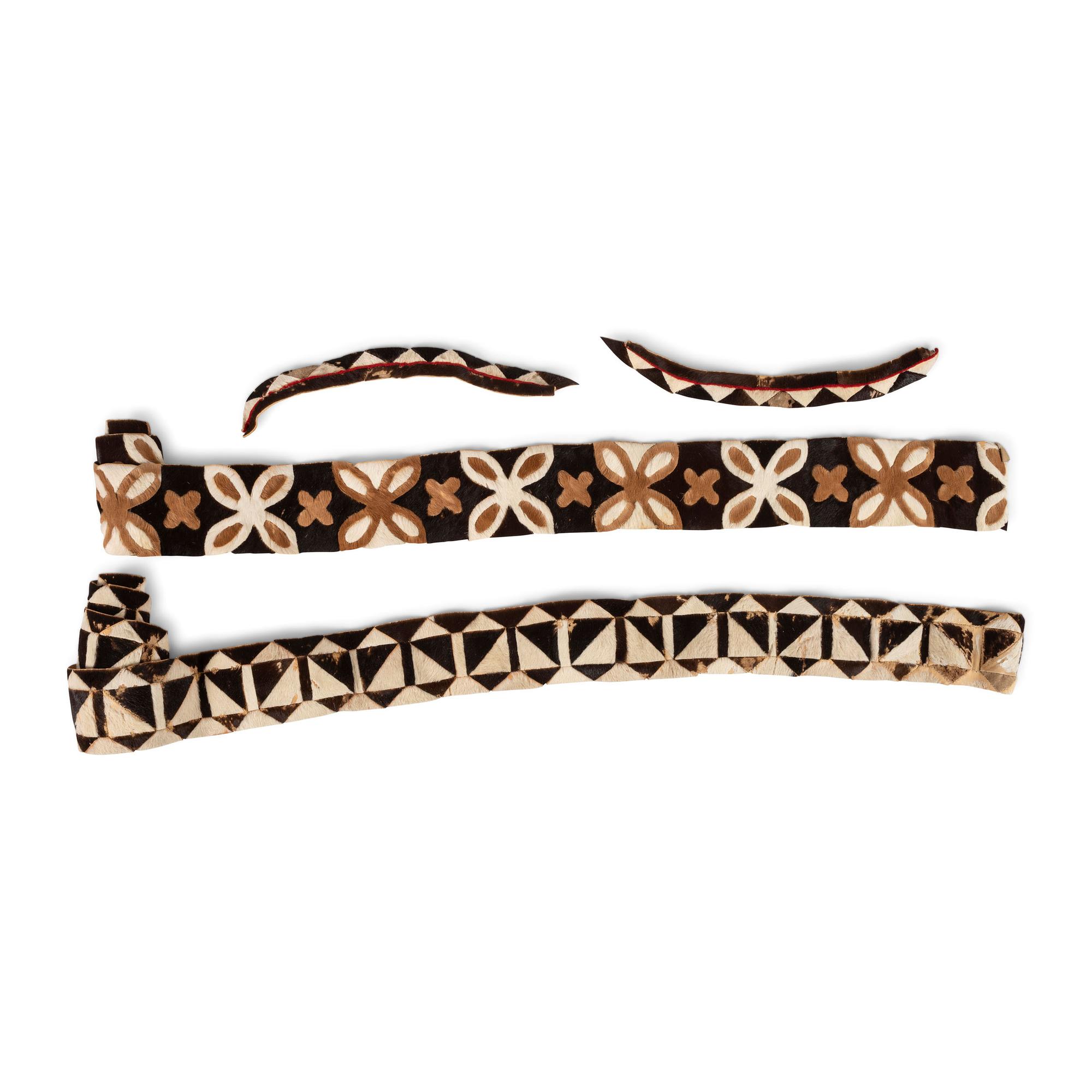 Athapaskan Deer Fur Belts, Armbands, AND Child's Embroidered Moccasins