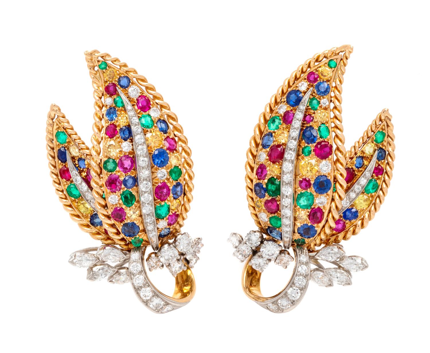 Oscar Heyman & Brothers, Diamond, Colored Diamond and Multigem Earclips