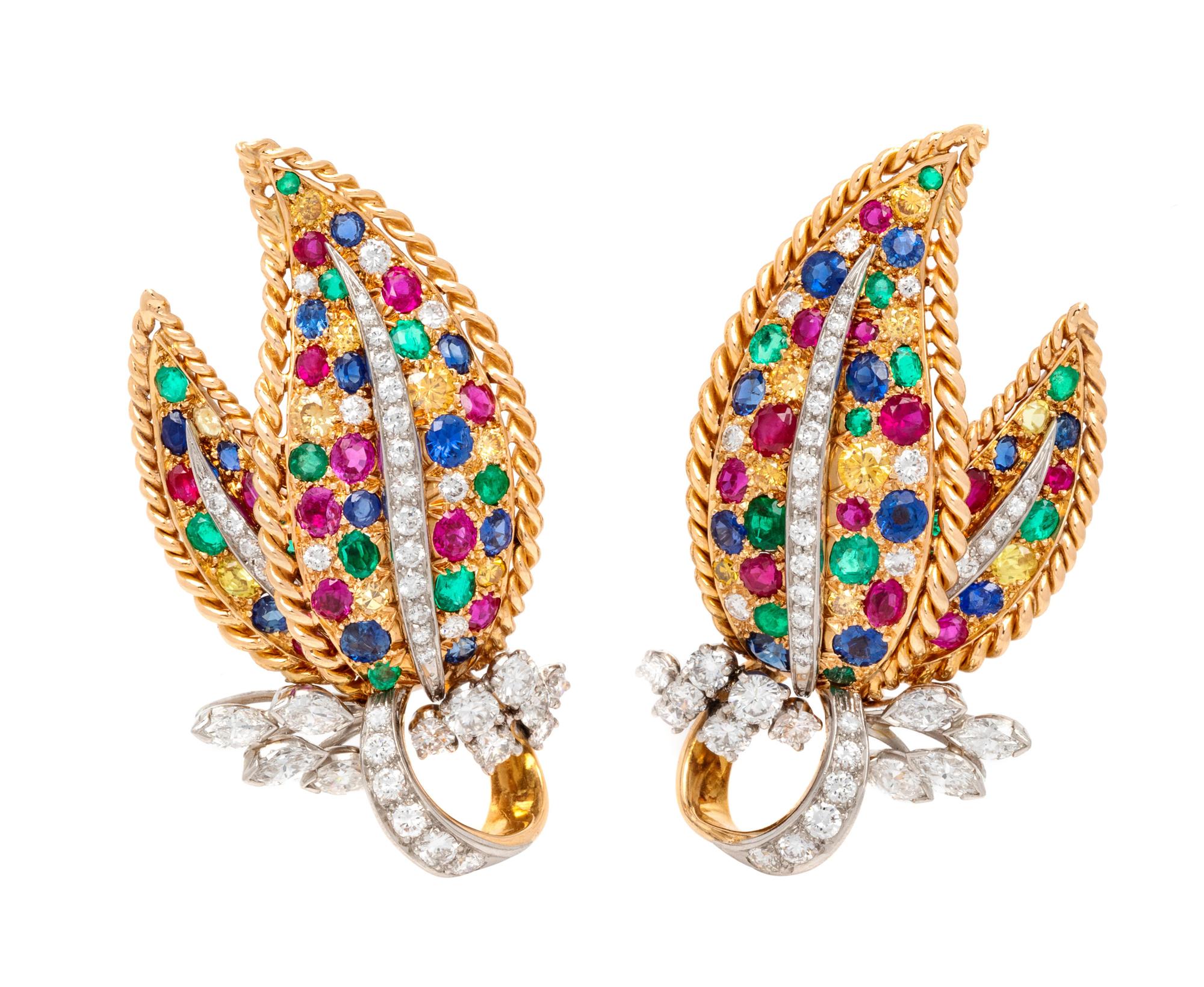 Oscar Heyman & Brothers, Diamond, Colored Diamond and Multigem Earclips