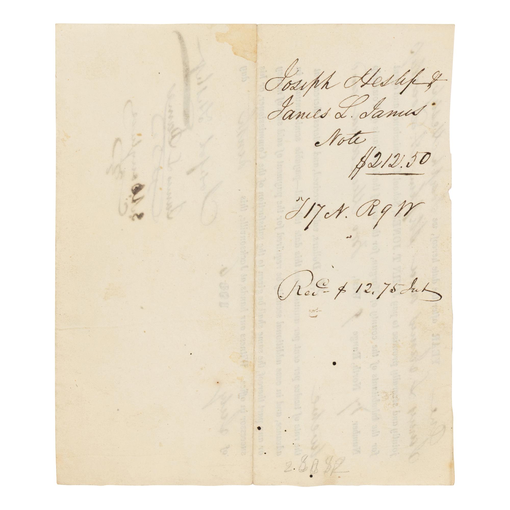 DOUGLAS, Stephen Arnold (1813-1861). A group of 14 documents and letters relating to Douglas's legal and political career, ca 1834-1857, comprising: