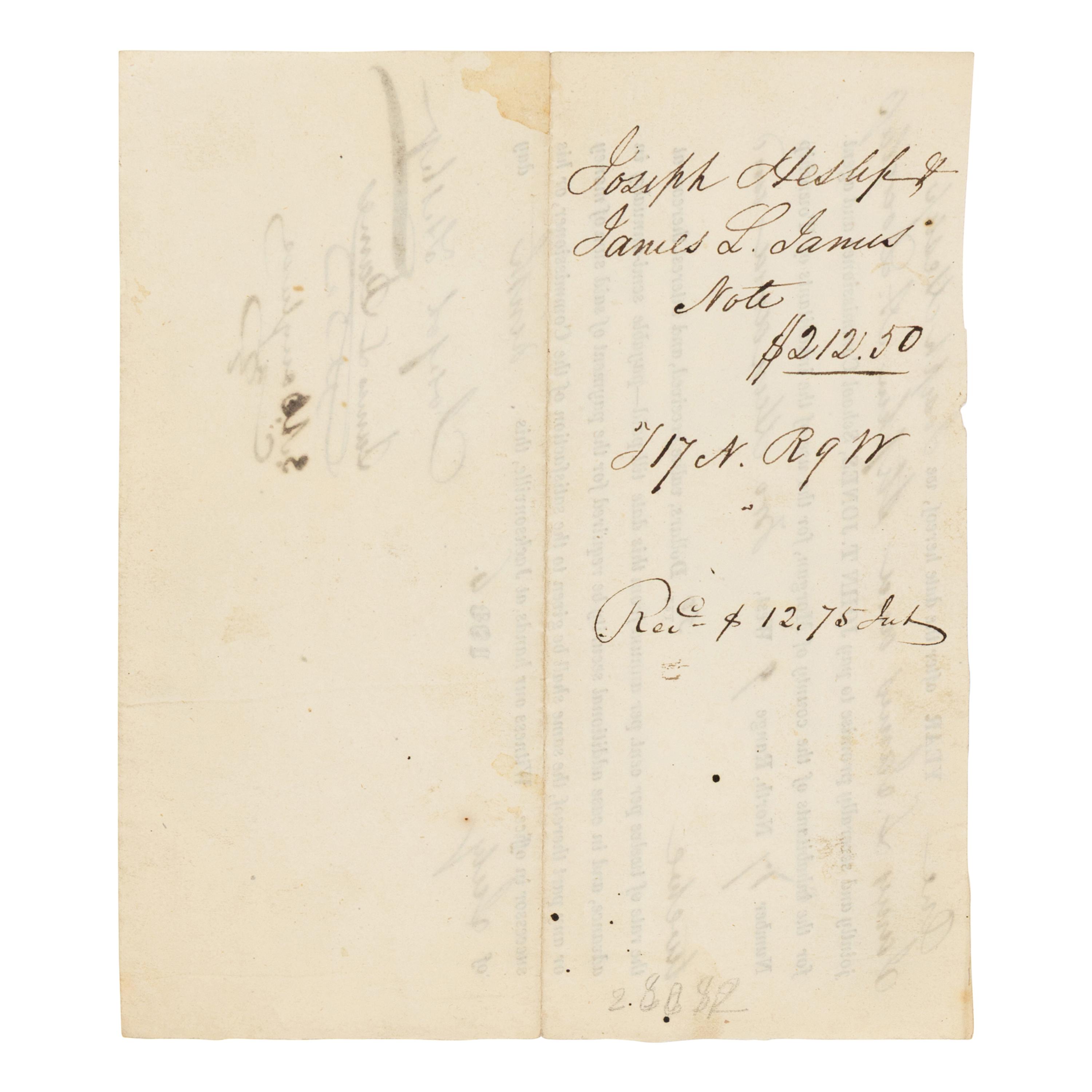 DOUGLAS, Stephen Arnold (1813-1861). A group of 14 documents and letters relating to Douglas's legal and political career, ca 1834-1857, comprising: