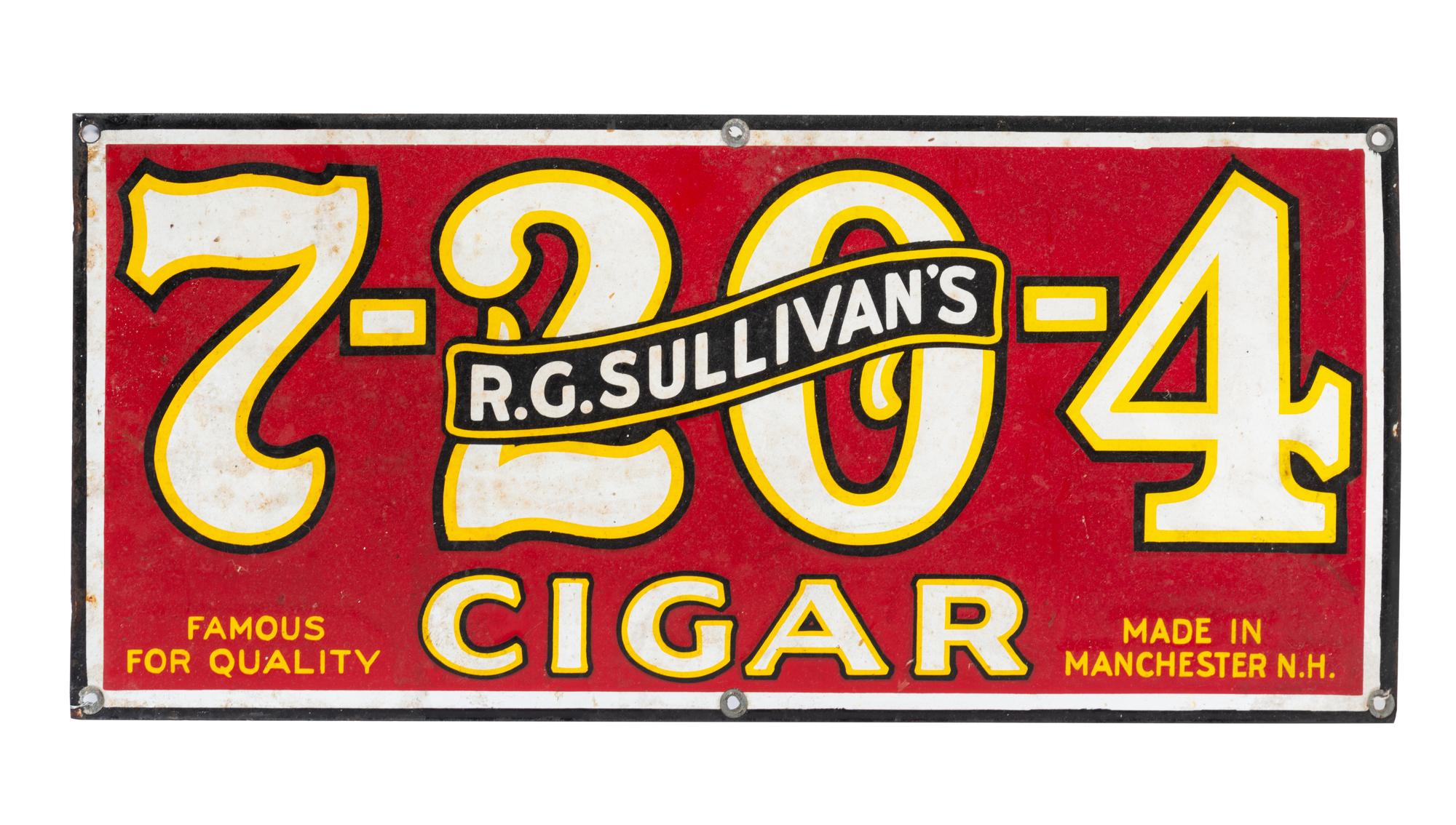 A R.G. Sullivan's Cigar Porcelain Advertising Sign