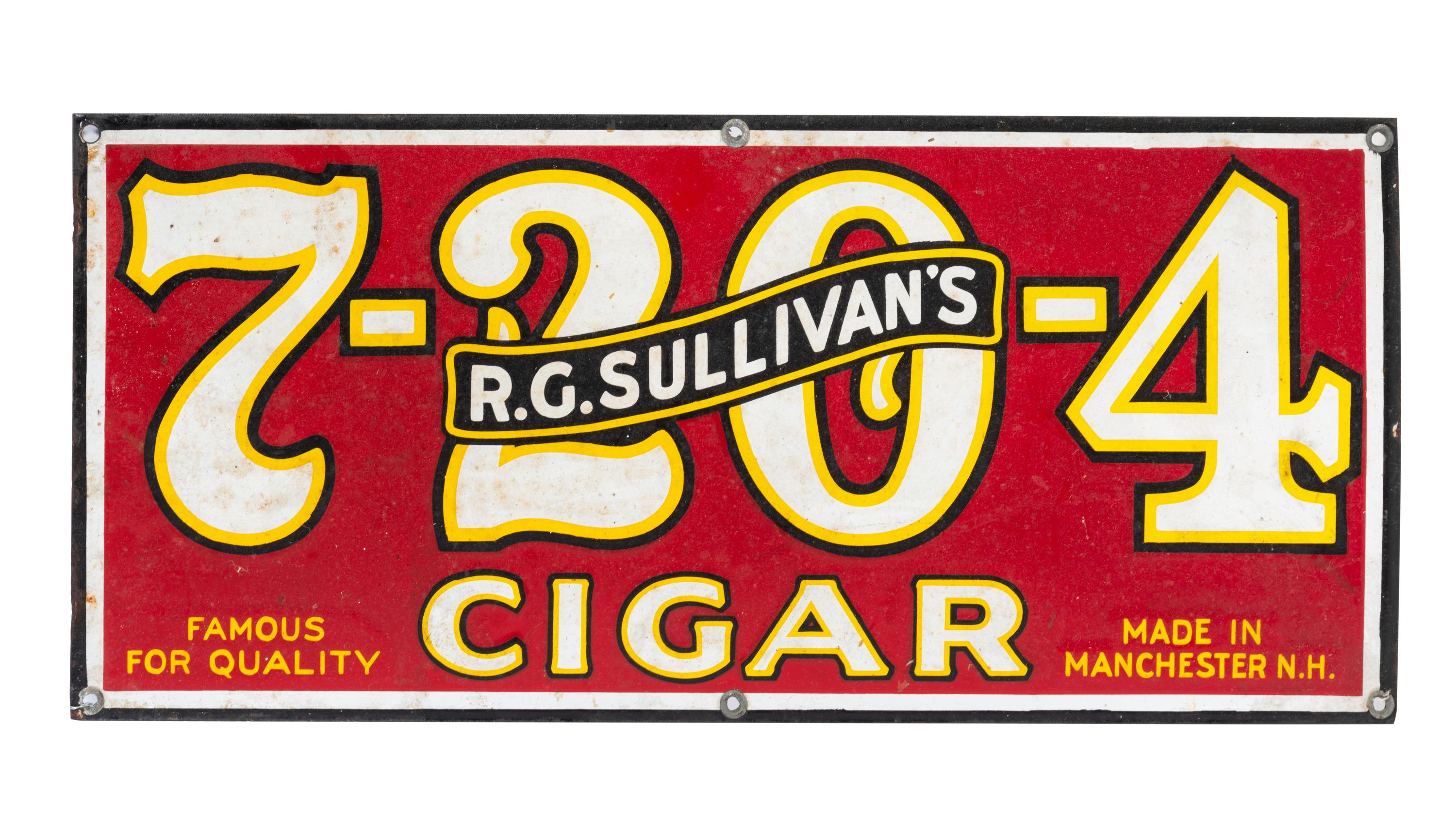 A R.G. Sullivan's Cigar Porcelain Advertising Sign