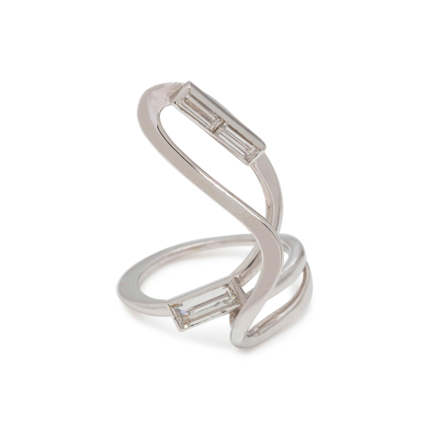 FRENCH, WHITE GOLD AND DIAMOND RING