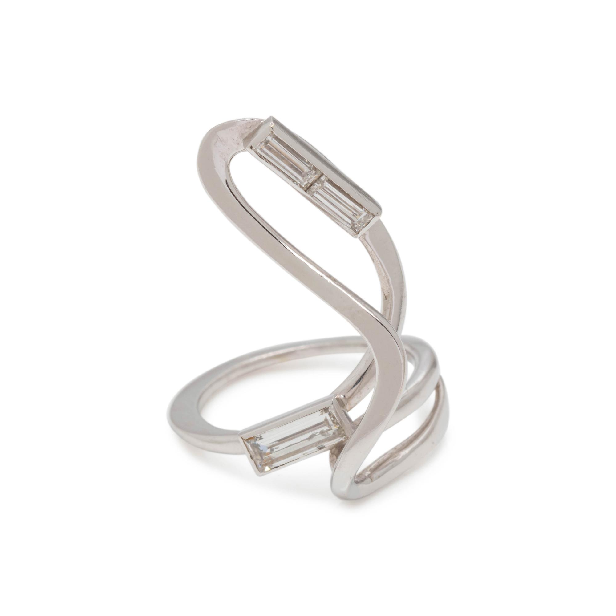 FRENCH, WHITE GOLD AND DIAMOND RING