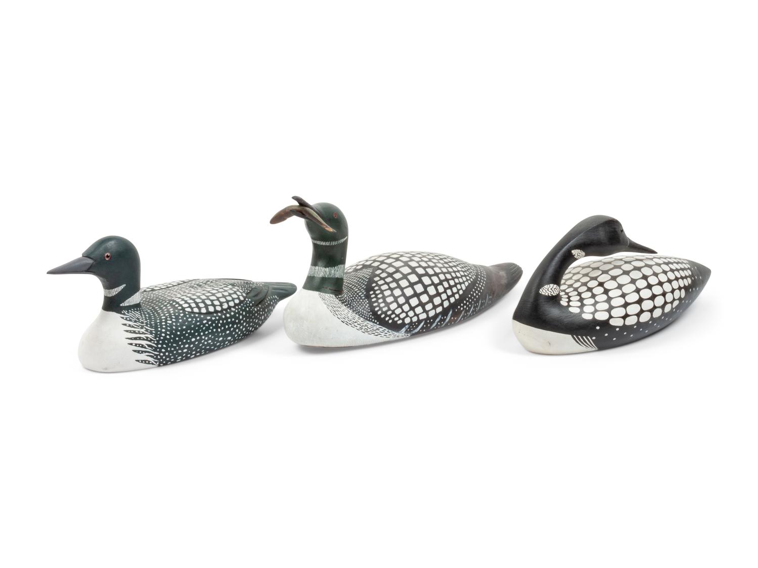 Six Carved and Polychrome Painted Loon Decoys