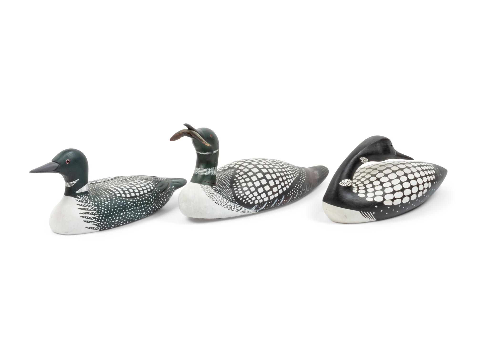 Six Carved and Polychrome Painted Loon Decoys