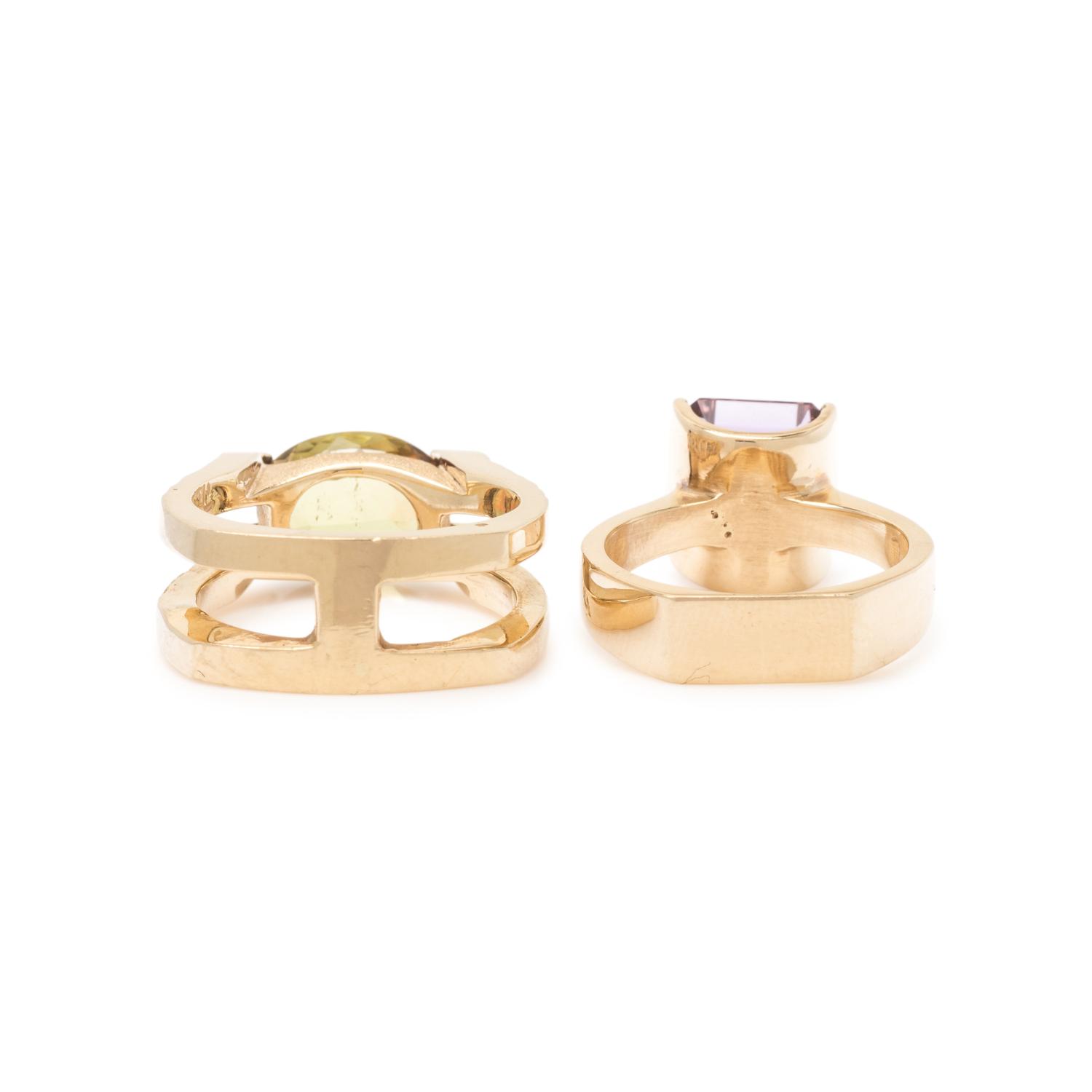 COLLECTION OF YELLOW GOLD AND GEMSTONE RINGS