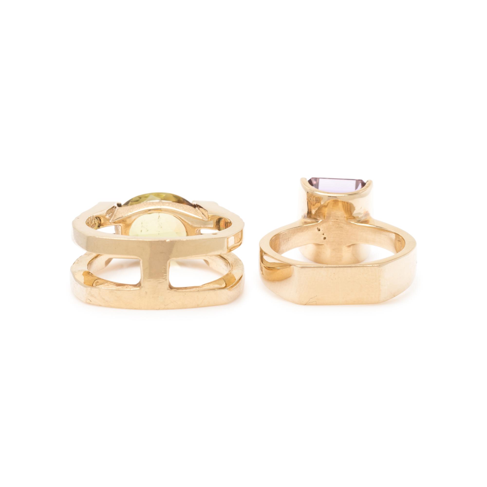 COLLECTION OF YELLOW GOLD AND GEMSTONE RINGS
