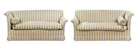 A Pair of Custom Upholstered Sofas Height 31 1/2 x width 69 x depth 30 1/2 inches. — 20TH CENTURY