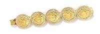 A Gianni Versace Medusa Medallion and Rhinestone Bracelet, 7.75" x 1.5".