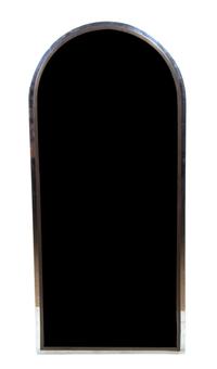 A Brass and Chrome Mirror, Height 48 inches x 22 inches.
