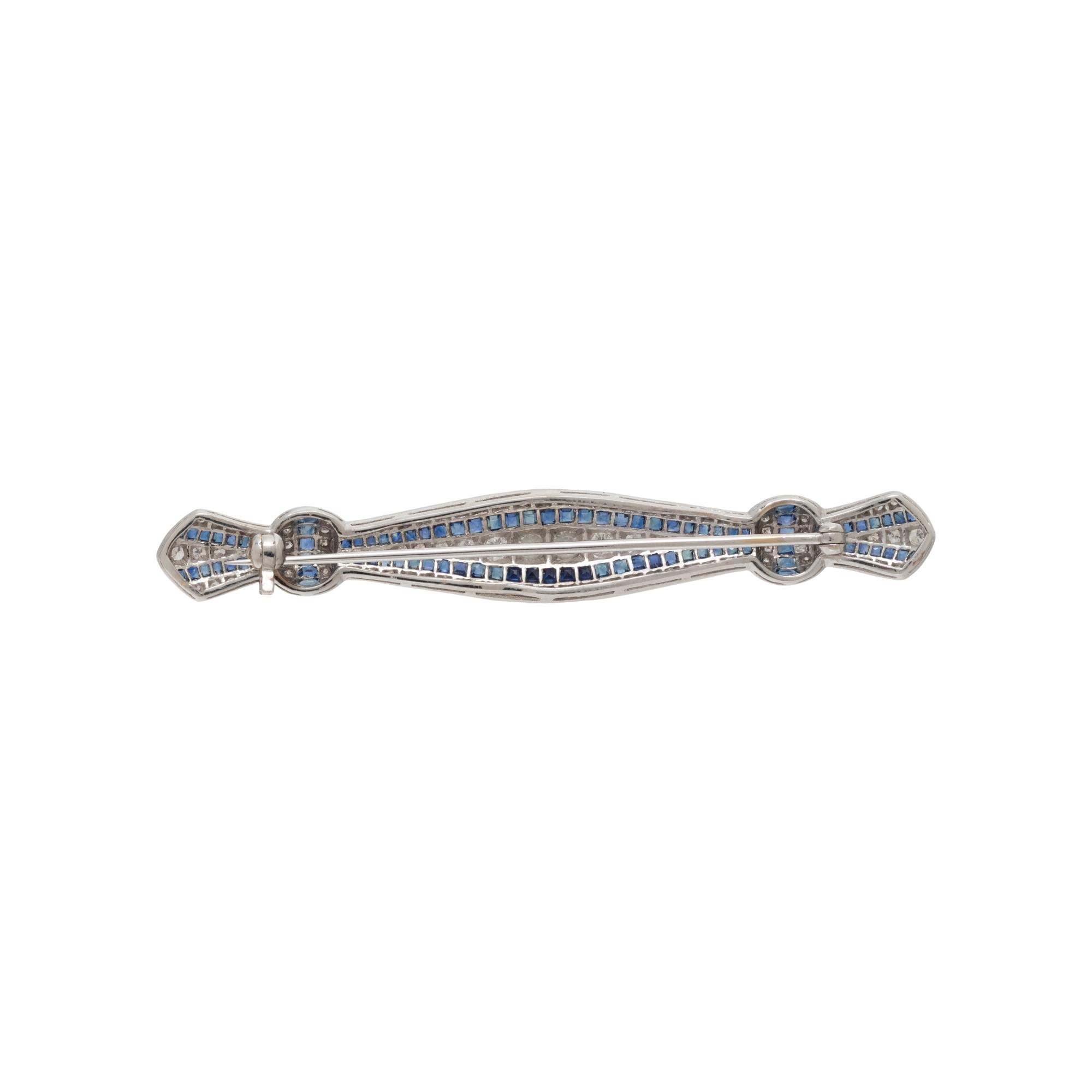 DIAMOND AND SAPPHIRE BAR PIN