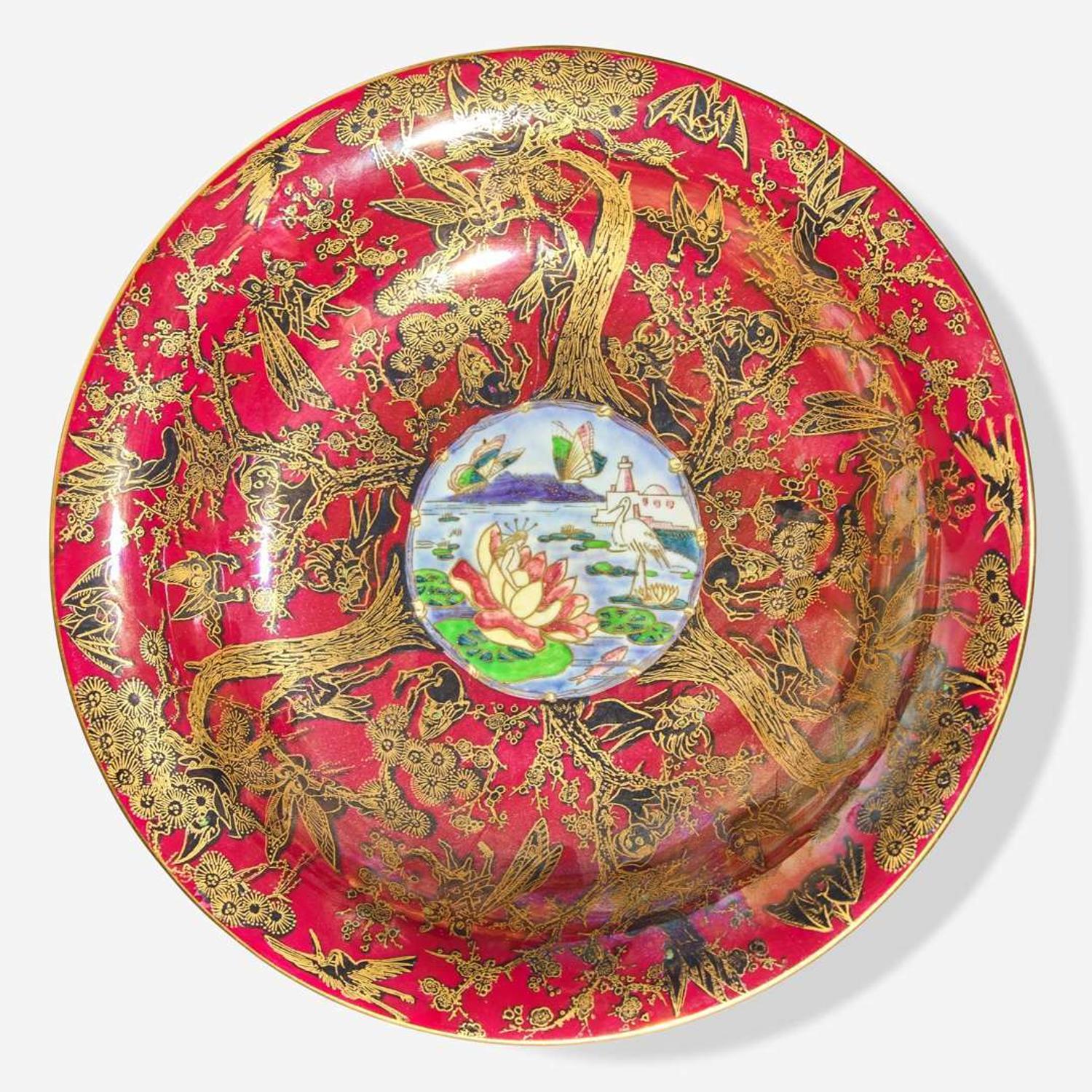 A Wedgwood Fairyland Lustre Firbolgs Lily Tray UK, circa 1925