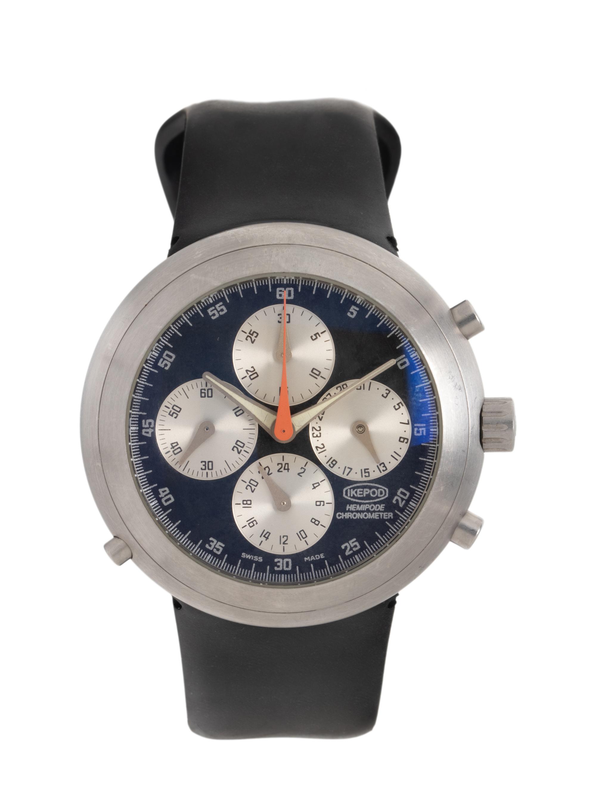 IKEPOD, STAINLESS STEEL 'HEMIPODE CHRONOMETER' WATCH, BOX & PAPERS