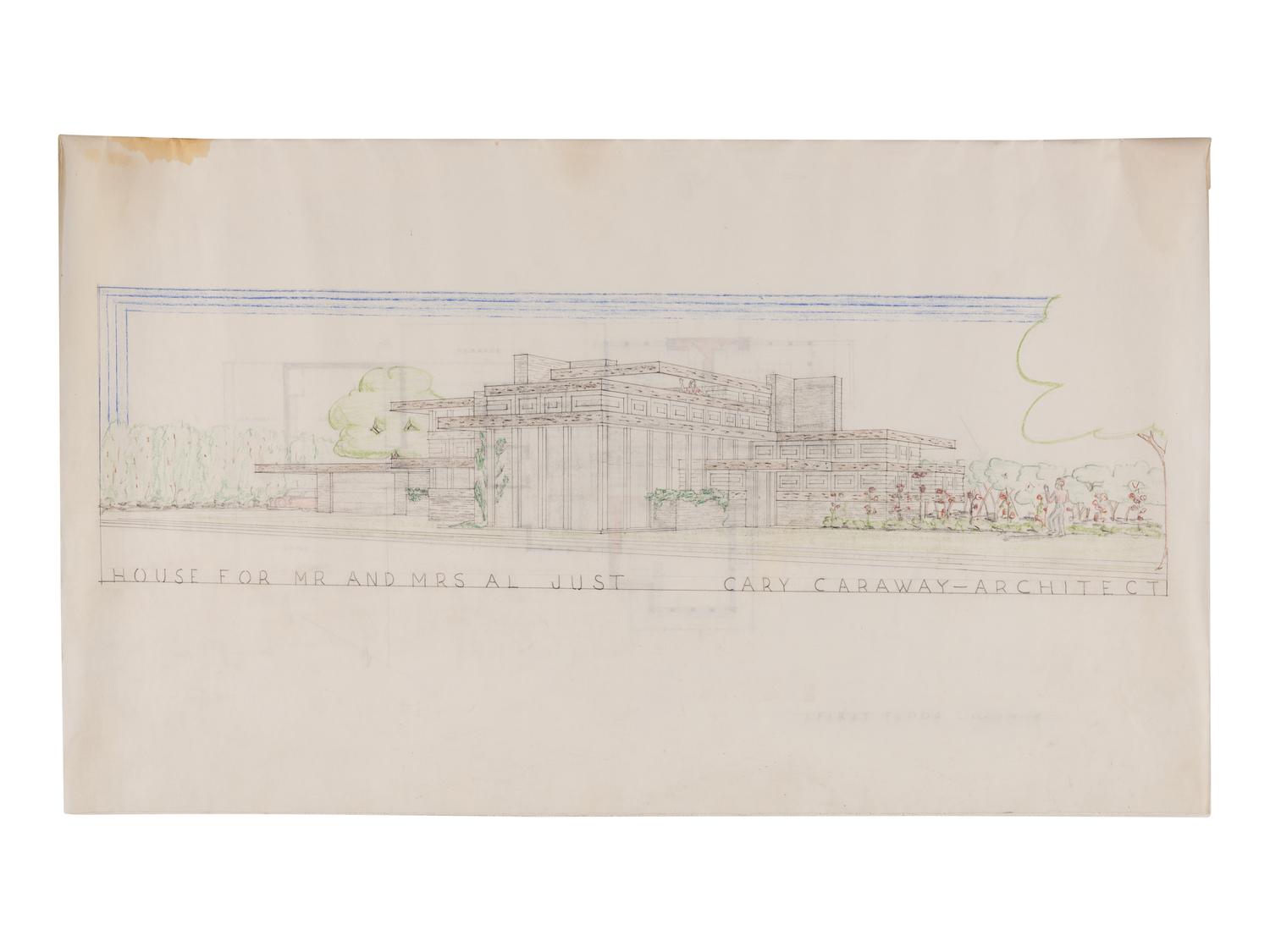 CAREY, Jesse Claude "Carey" (1917-1994). A group of original architectural drawings, blue prints, and plans, comprising drawings and printed plans of: