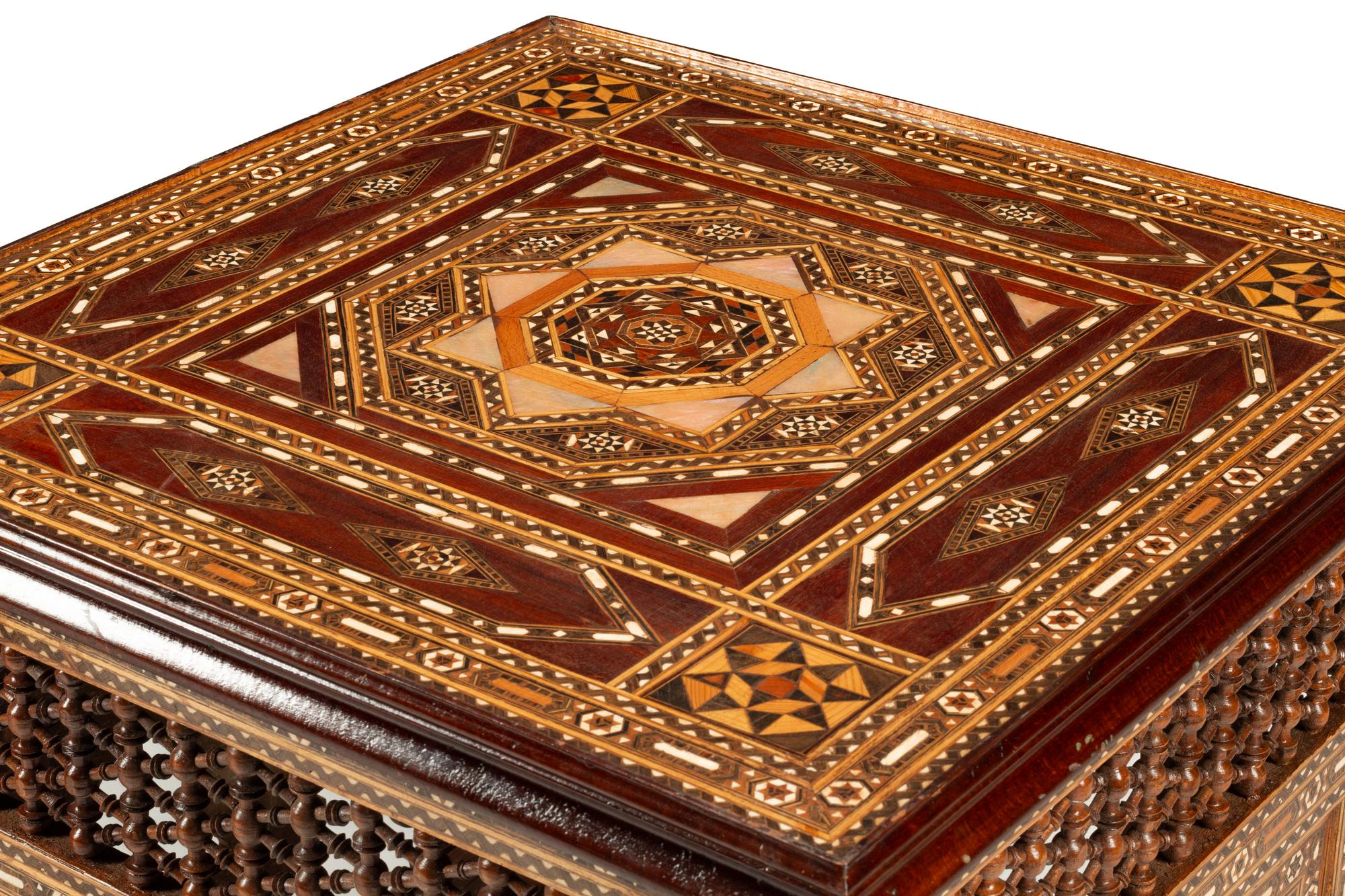 A Pair of Levantine Marquetry and Abalone-Inlaid Side Tables