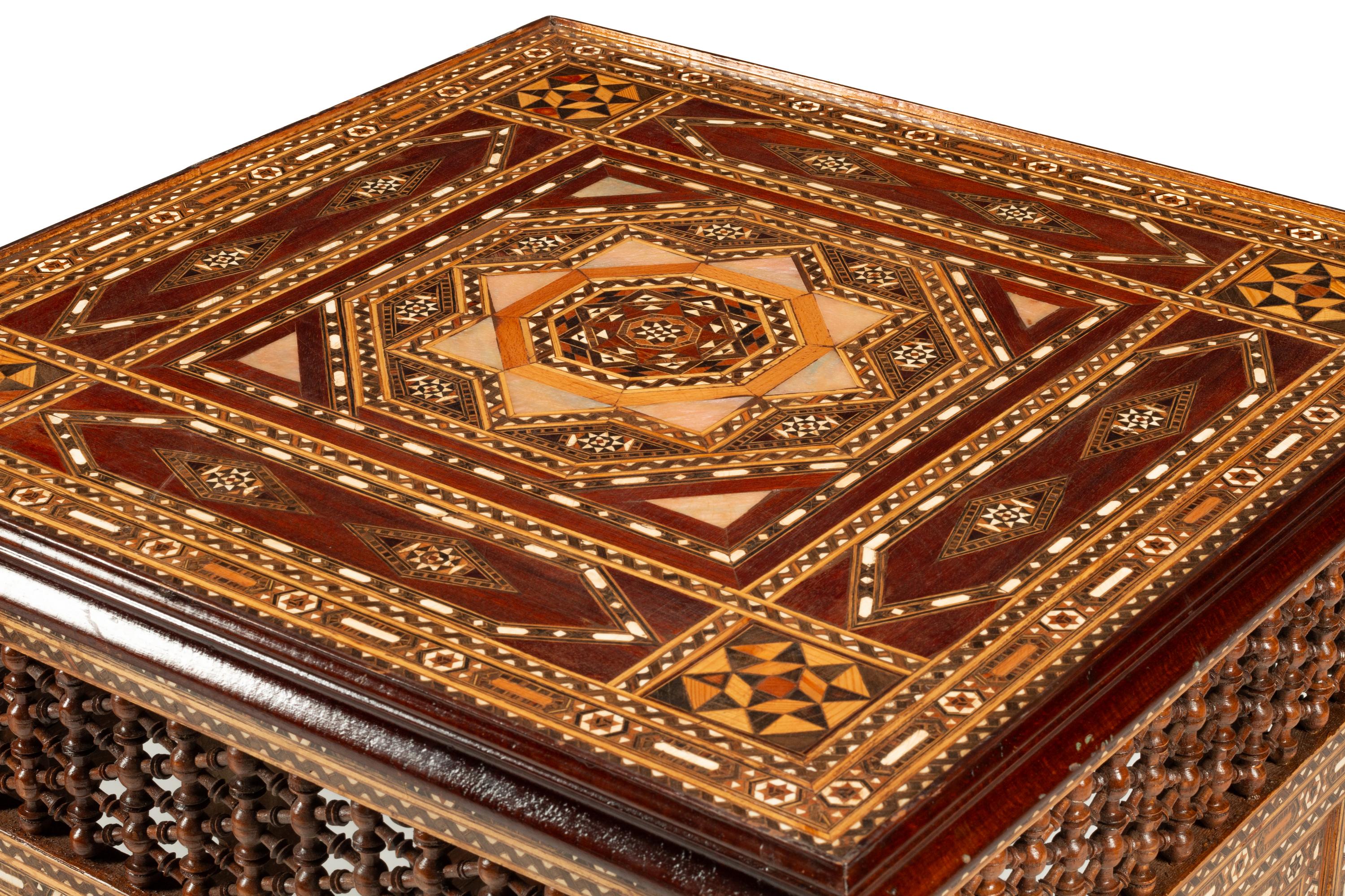 A Pair of Levantine Marquetry and Abalone-Inlaid Side Tables