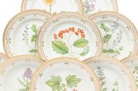 A Group of Twelve Royal Copenhagen Flora Danica Porcelain Dinner Plates