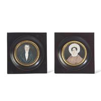 English or French School 19th Century, A Pair of Portrait Miniatures: Lady and Gentleman