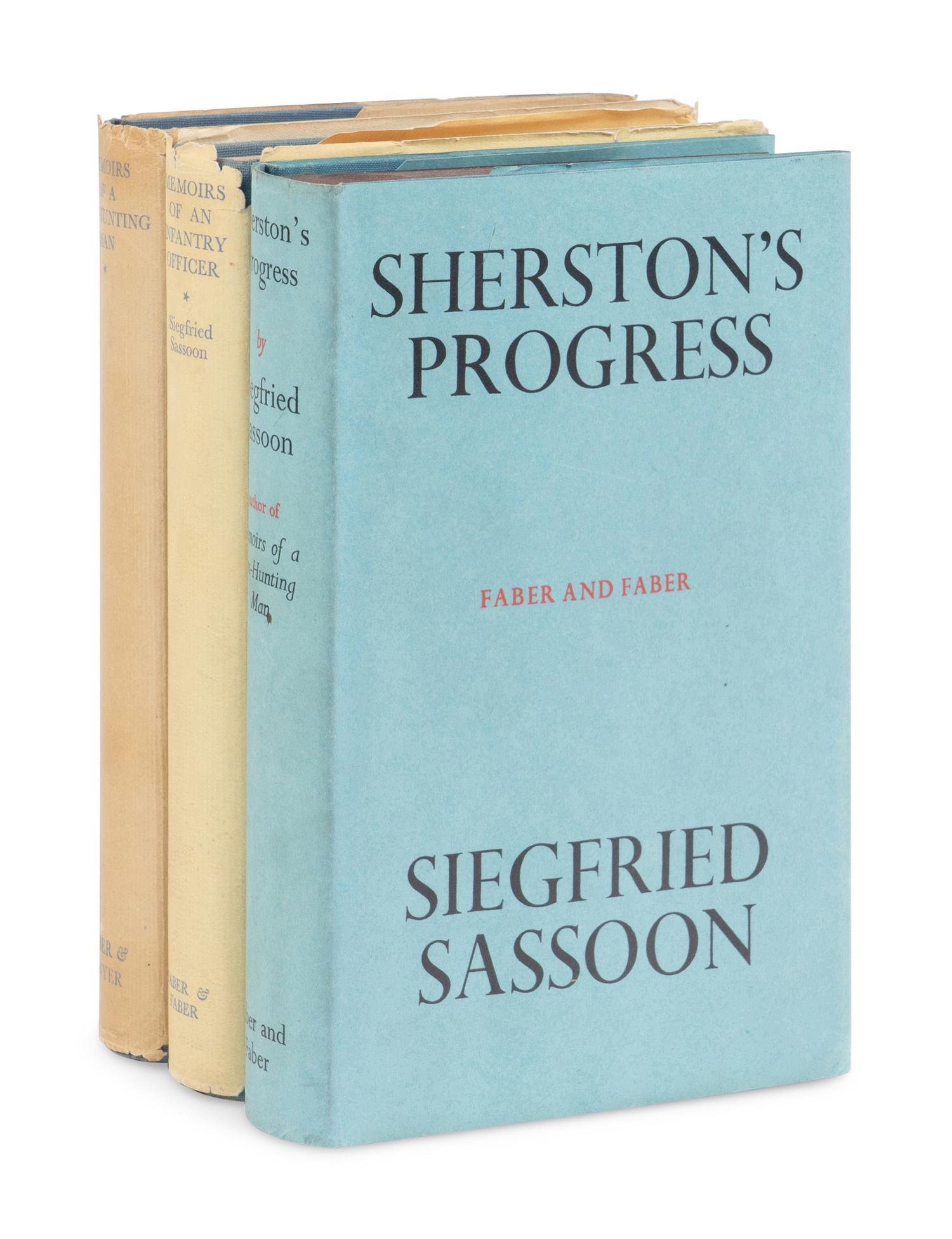 SASSOON, Siegfried (1886-1967). [Sherston trilogy]. Memoirs of a Fox-Hunting Man . 1928. -- Memoirs of an Infantry Officer . 1930. -- Sherston's Progress . 1936. London: Faber & Gwyer; Faber & Faber.