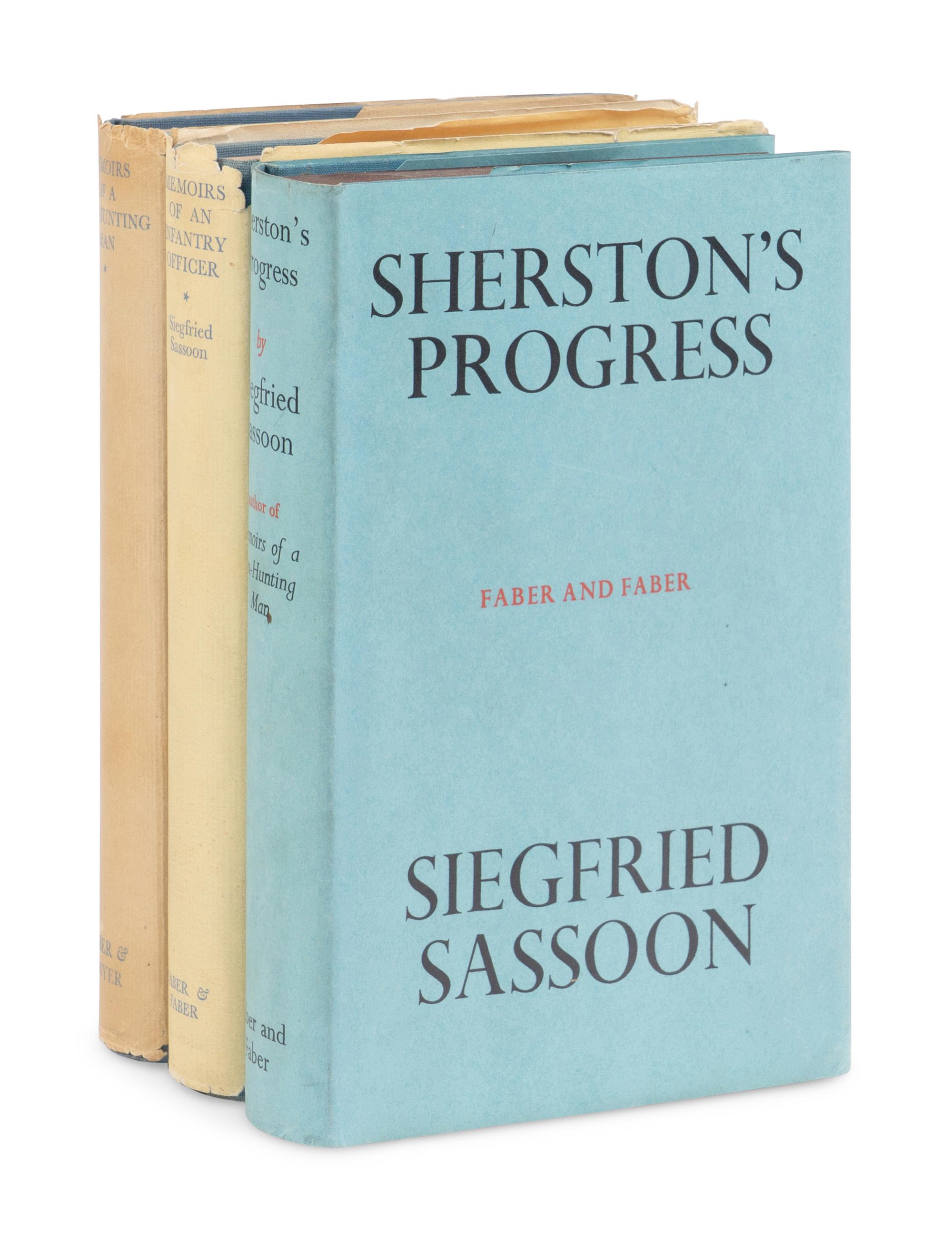 SASSOON, Siegfried (1886-1967). [Sherston trilogy]. Memoirs of a Fox-Hunting Man . 1928. -- Memoirs of an Infantry Officer . 1930. -- Sherston's Progress . 1936. London: Faber & Gwyer; Faber & Faber.