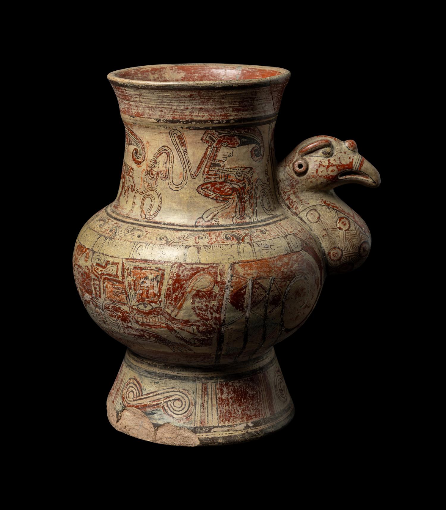 A Nicoya Polychrome Vulture Effigy Vessel
