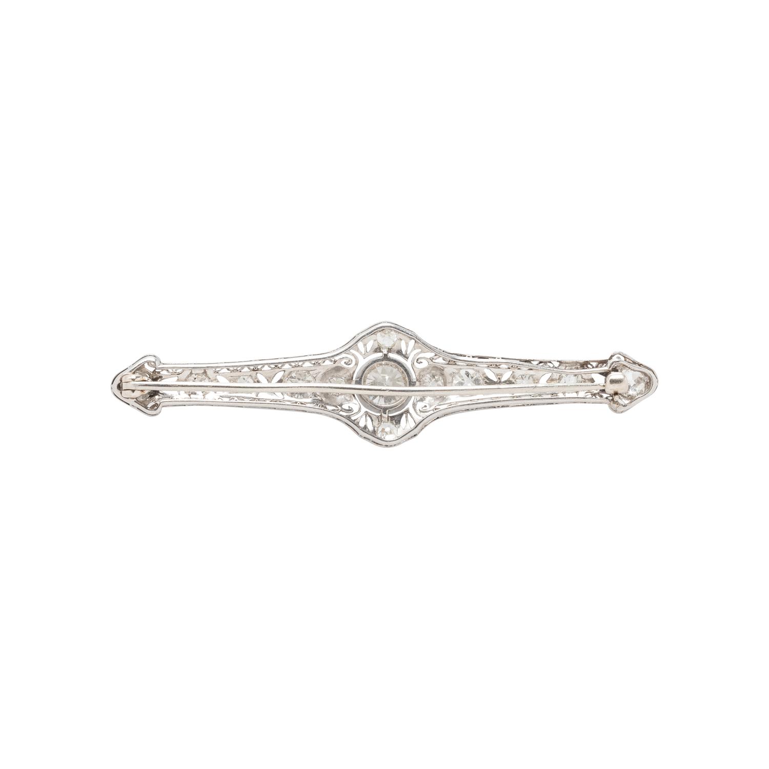 DIAMOND AND PLATINUM BAR BROOCH